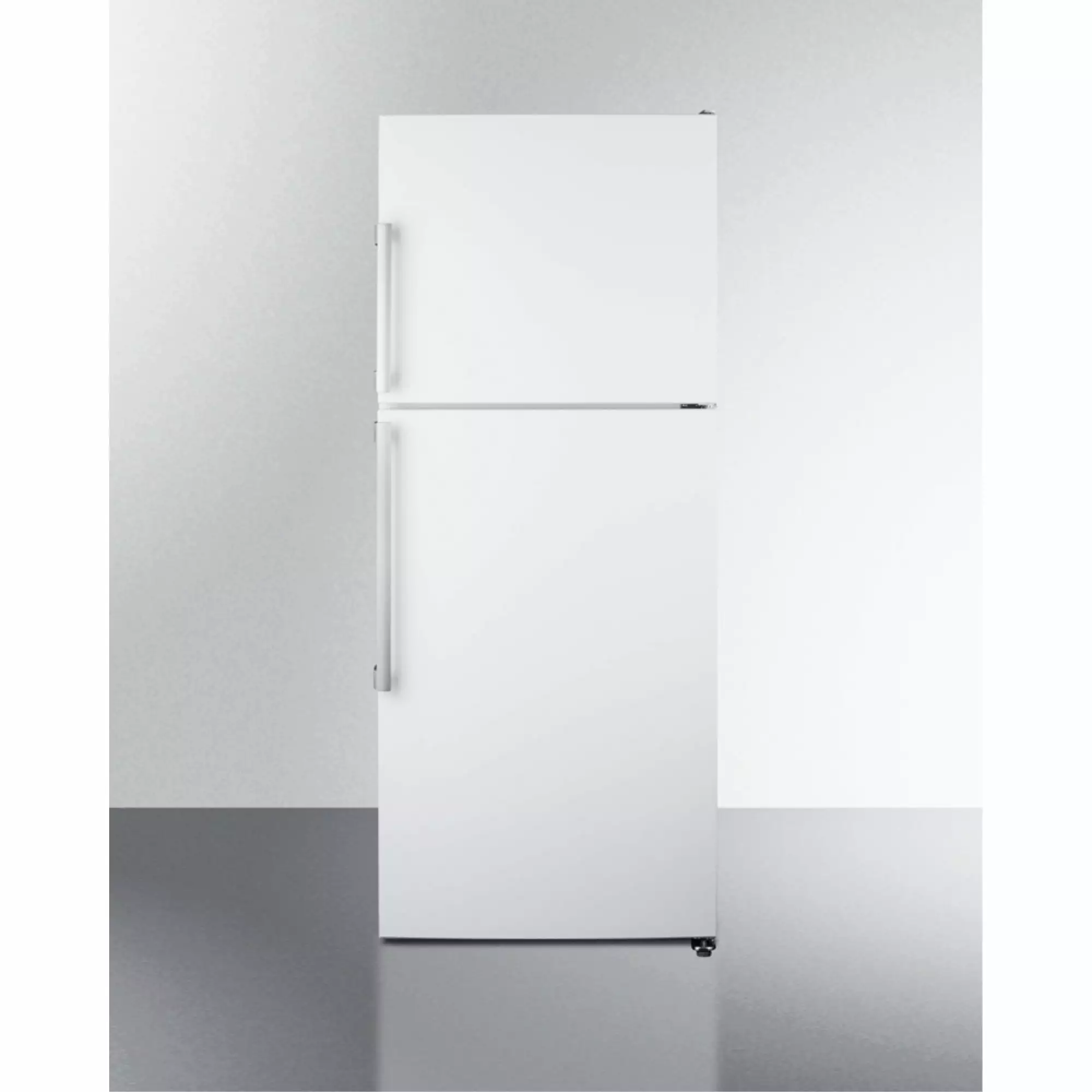 ENERGY STAR certified counter depth refrigerator-freezer with stainless steel doors. platinum cabinet. and icemaker