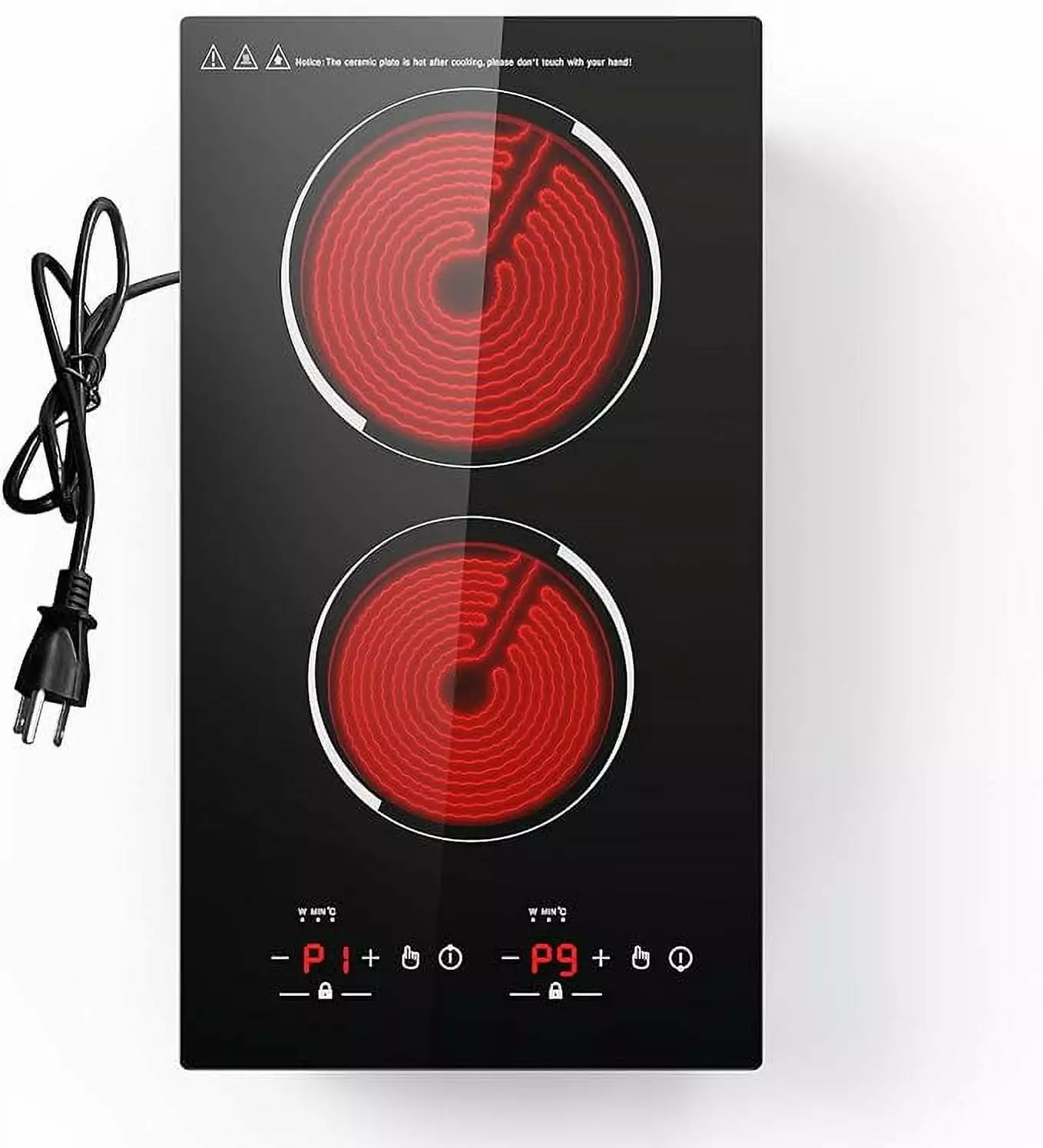 Electric Cooktop. 2 Burner Electric Cooktop 110v. 12 Inch Infrared Cooktop Countertop. Built-in Electric Stove Top.120v Plug in Electric Stove. Child Safety Lock. Timer. Over-Temperature Protection