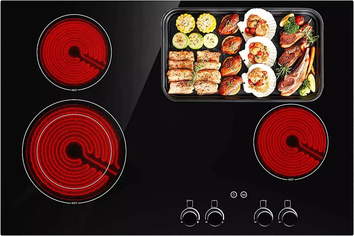 Electric Cooktop. 6800W Electric Stove Top Knob Control. 9 Heating Levels. Kids Lock & Timer. Hot Surface Indicator. 240V 30 Inch