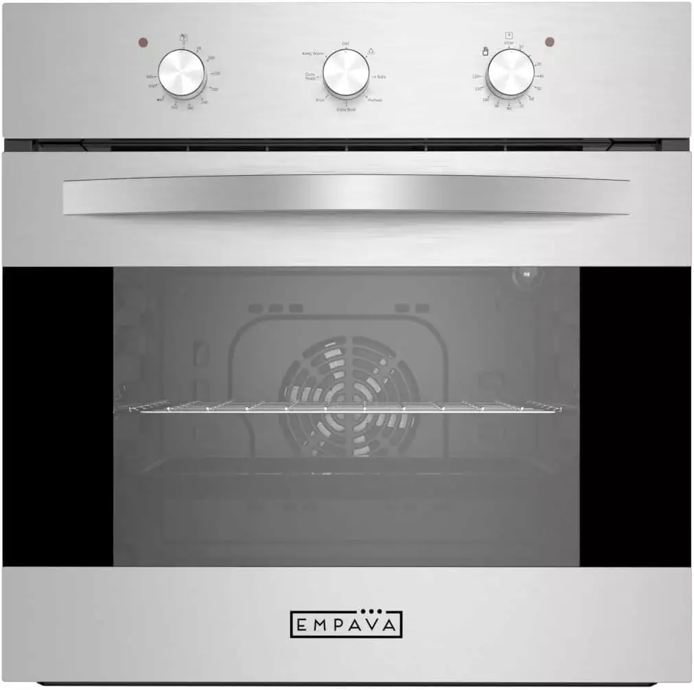 Empava 2.3 Cu. Ft. Electric Built-In Single Wall Oven in Black/Silver Tempered Glass