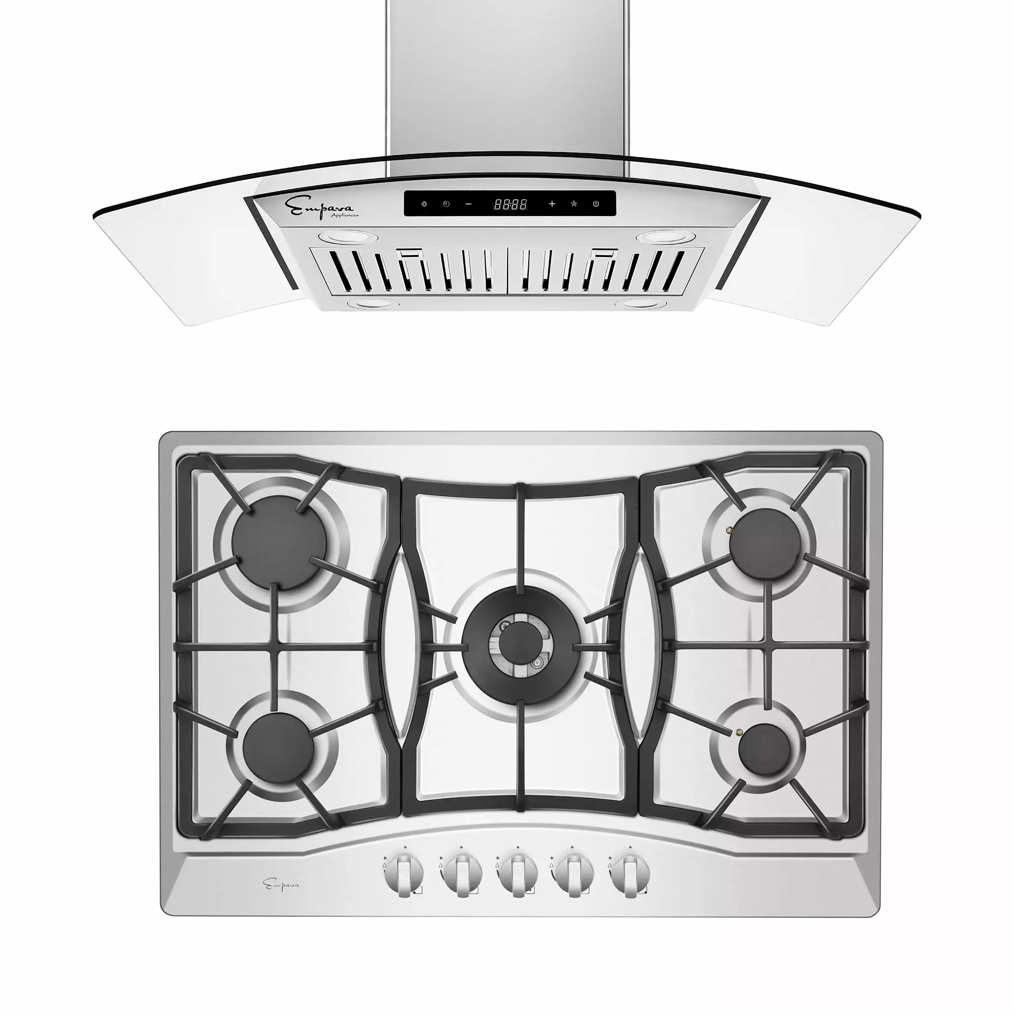 Empava 2 Piece Kitchen Appliances Packages Including 30 Gas Cooktop and 36 Island Range Hood EMPV-30GC21-36RH09