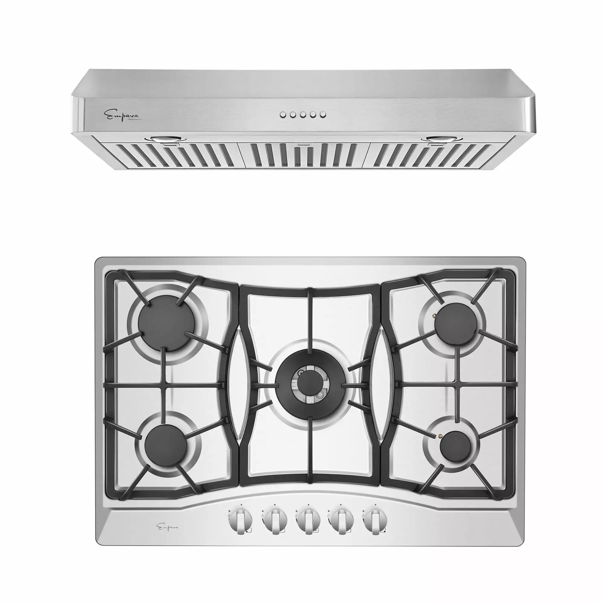 Empava 2 Piece Kitchen Appliances Packages Including 30 Gas Cooktop and 36 Under Cabinet Range Hood EMPV-30GC21-36RH12