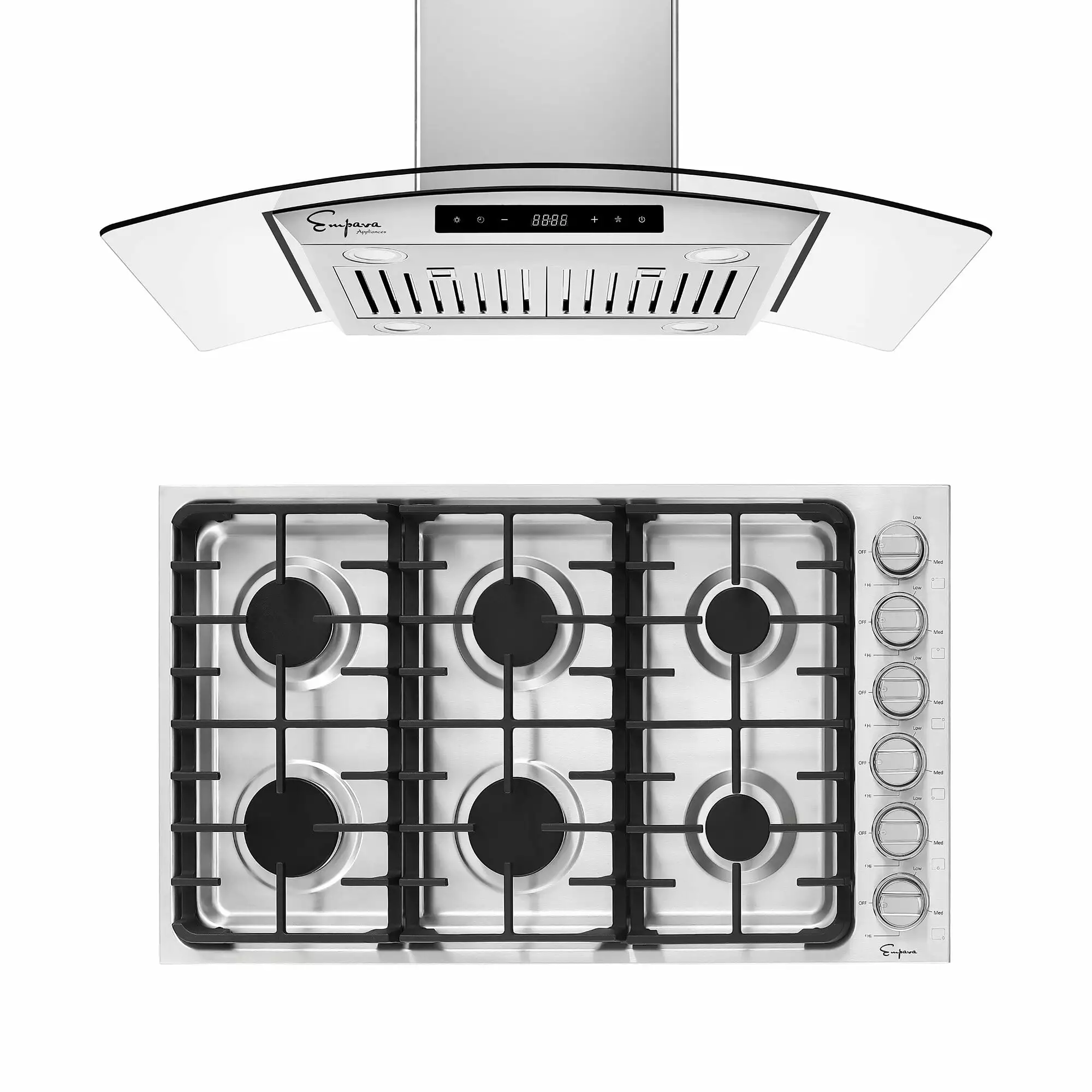 Empava 2 Piece Kitchen Appliances Packages Including 36 Gas Cooktop and 36 Island Range Hood