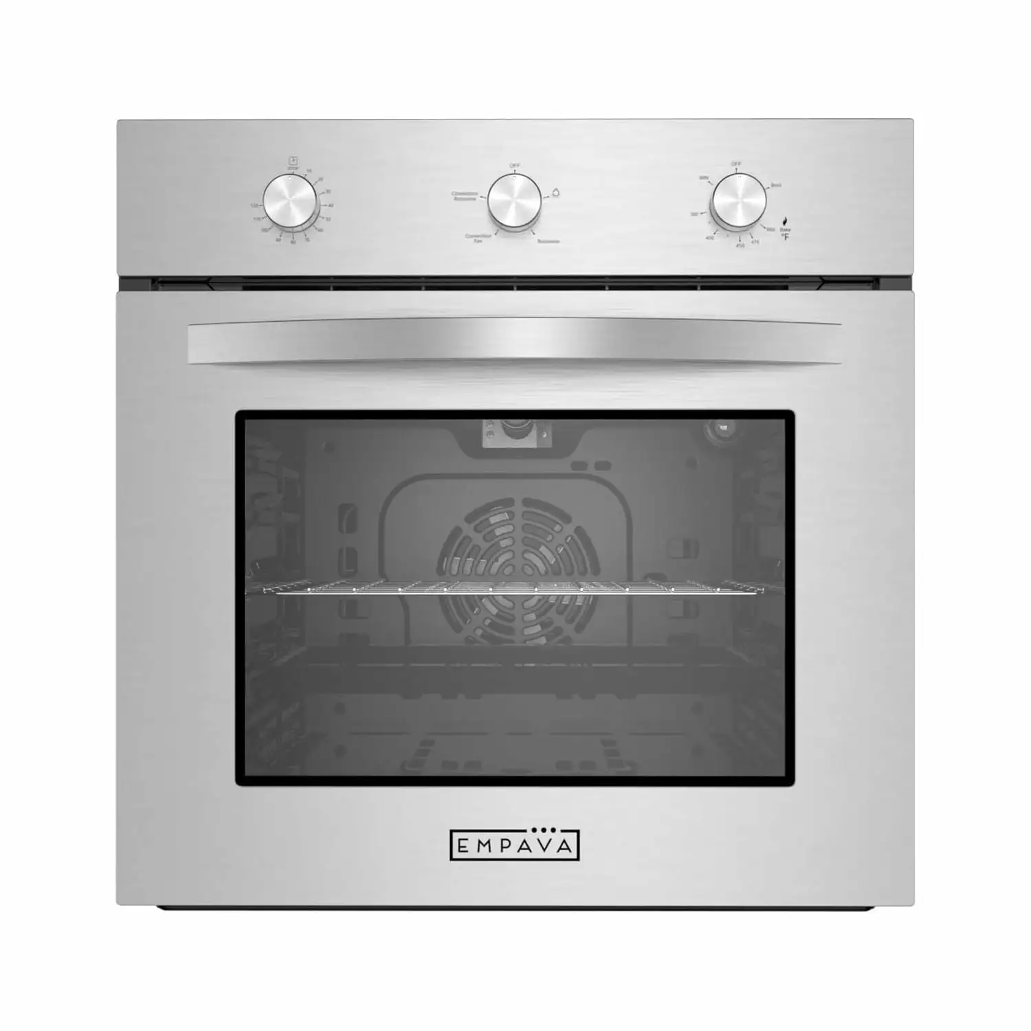 Empava 24 in. 2.3 cu. Ft. Single Gas Wall Oven - Bake Broil Rotisserie Functions with Mechanical Controls - Built-in Timer - Convection Fan in Stainless Steel EMPV-24WO08