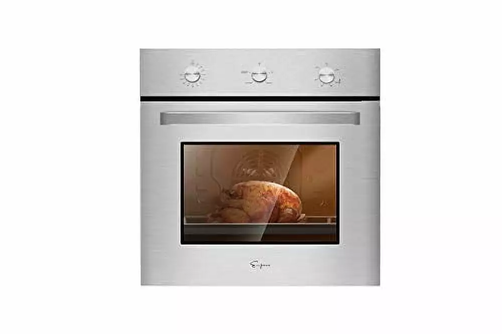 Empava 24 in. 2.3 cu. Ft. Single Gas Wall Oven Bake Broil Rotisserie Functions with Mechanical Controls-Built-in Timer-Convection Fan in Stainless Steel. Silver