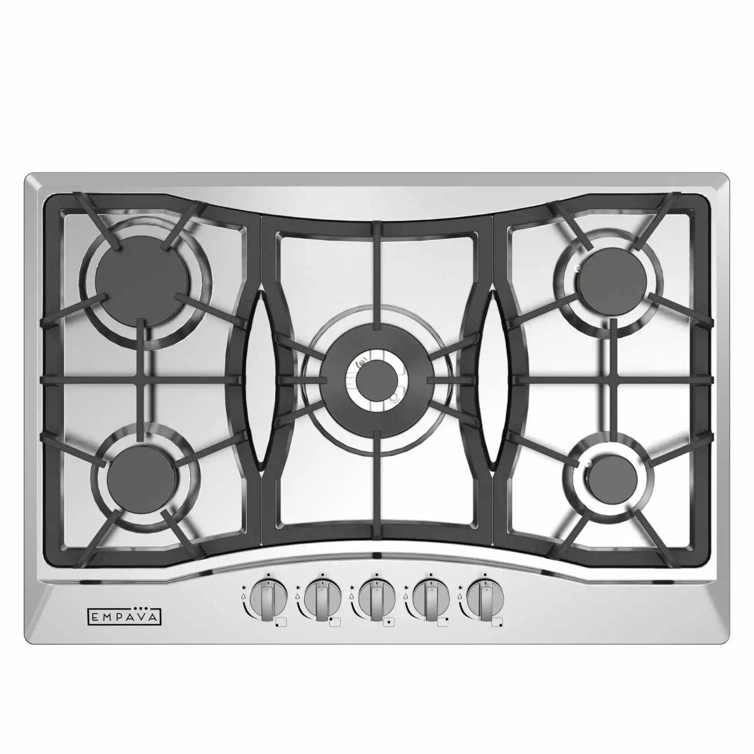 Empava 30 in. Gas Stove Cooktop with 5 3rd Gen Italy Sabaf Sealed Burners in Stainless Steel . EMV-30GC21