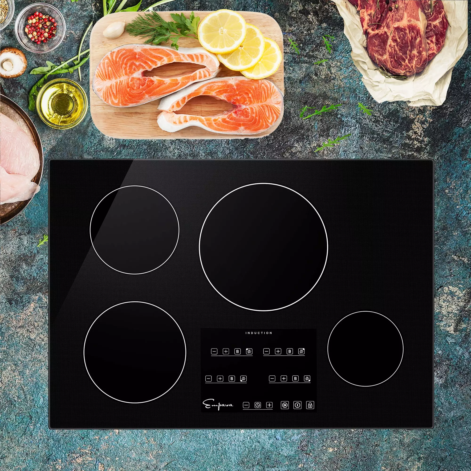 Empava 30 inch Electric Stove Induction Cooktop with 4 Boost Burners Smooth Surface Vitro Ceramic Glass in Black