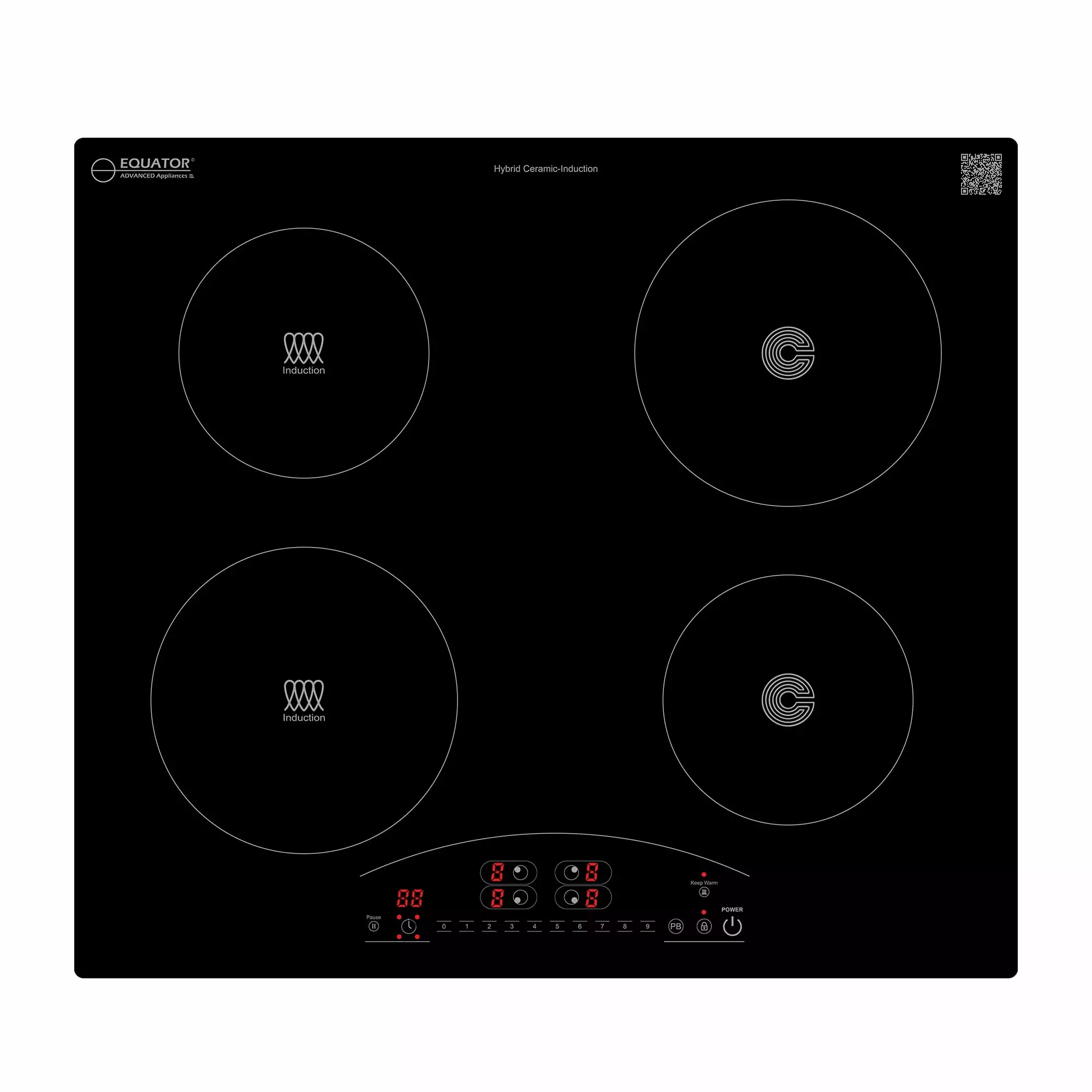 Equator 24 Electric Hybrid CERAMIC-INDUCTION 4 Burner Cooktop 9 Power 220V