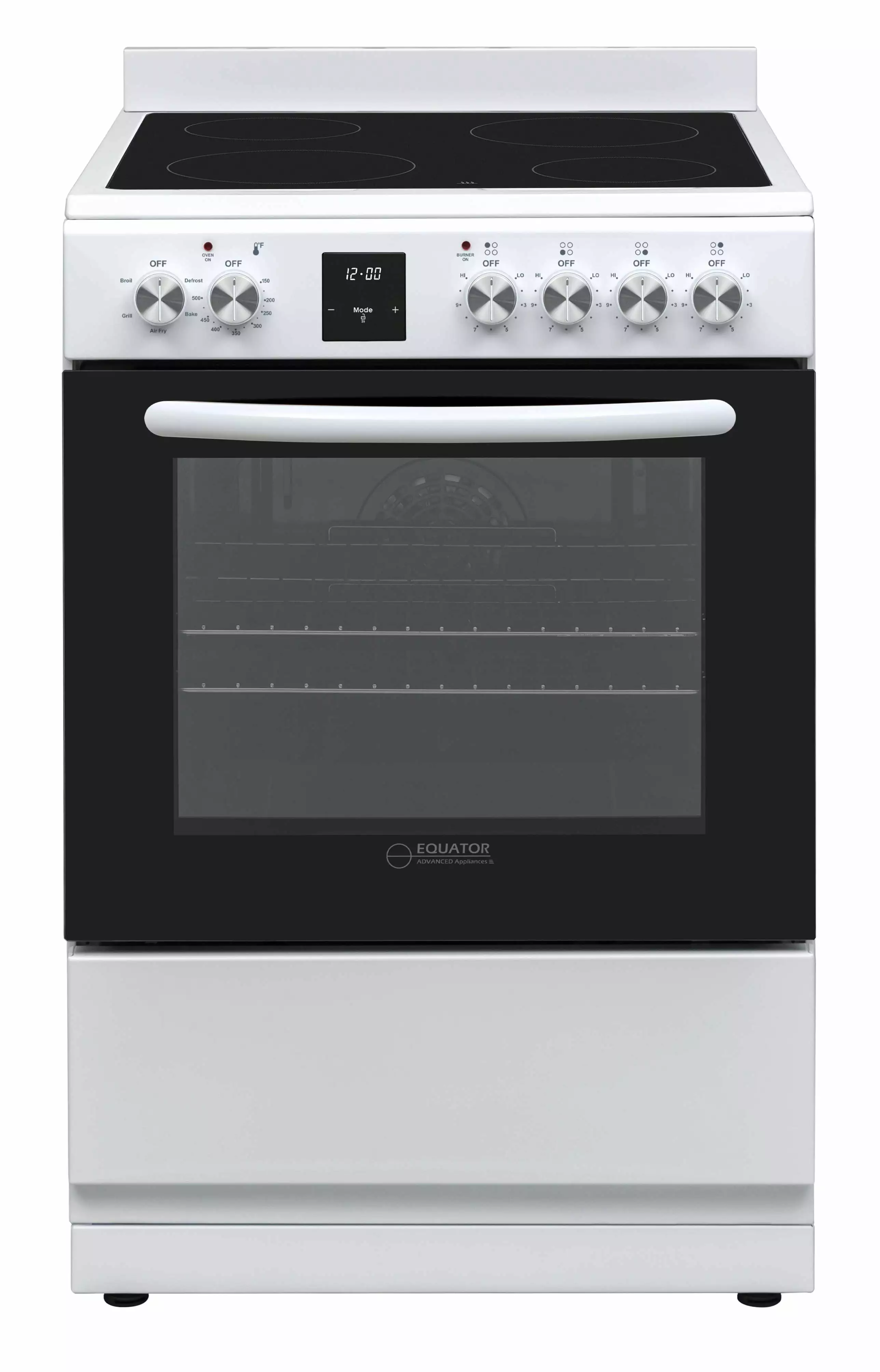 Equator 24 Freestanding Electric Cooking Range in Stainless with Convection Oven White