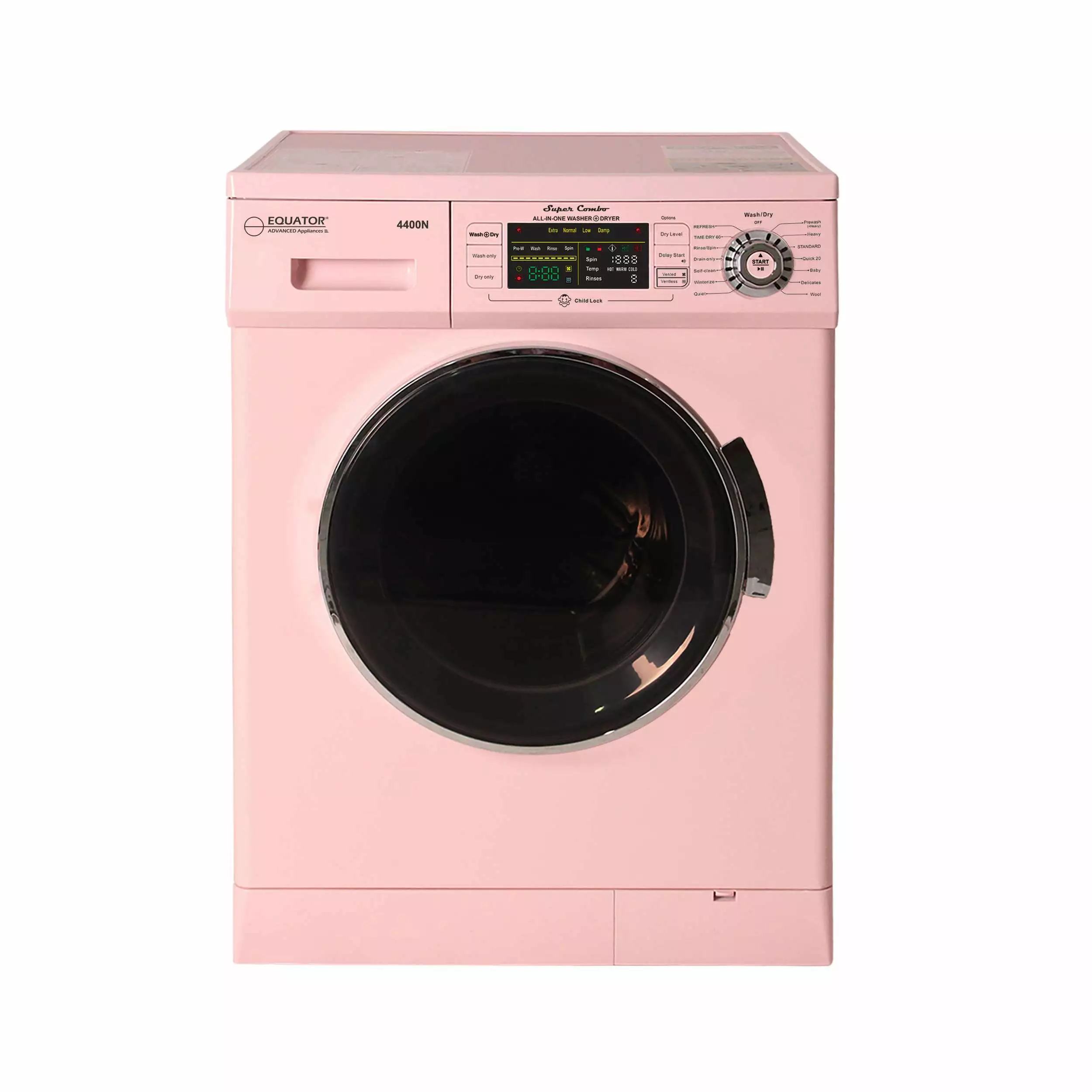 Equator Pro Compact 110V Vented/Ventless 13 lbs Combo Washer Sensor Dry 1200 RPM in Pink