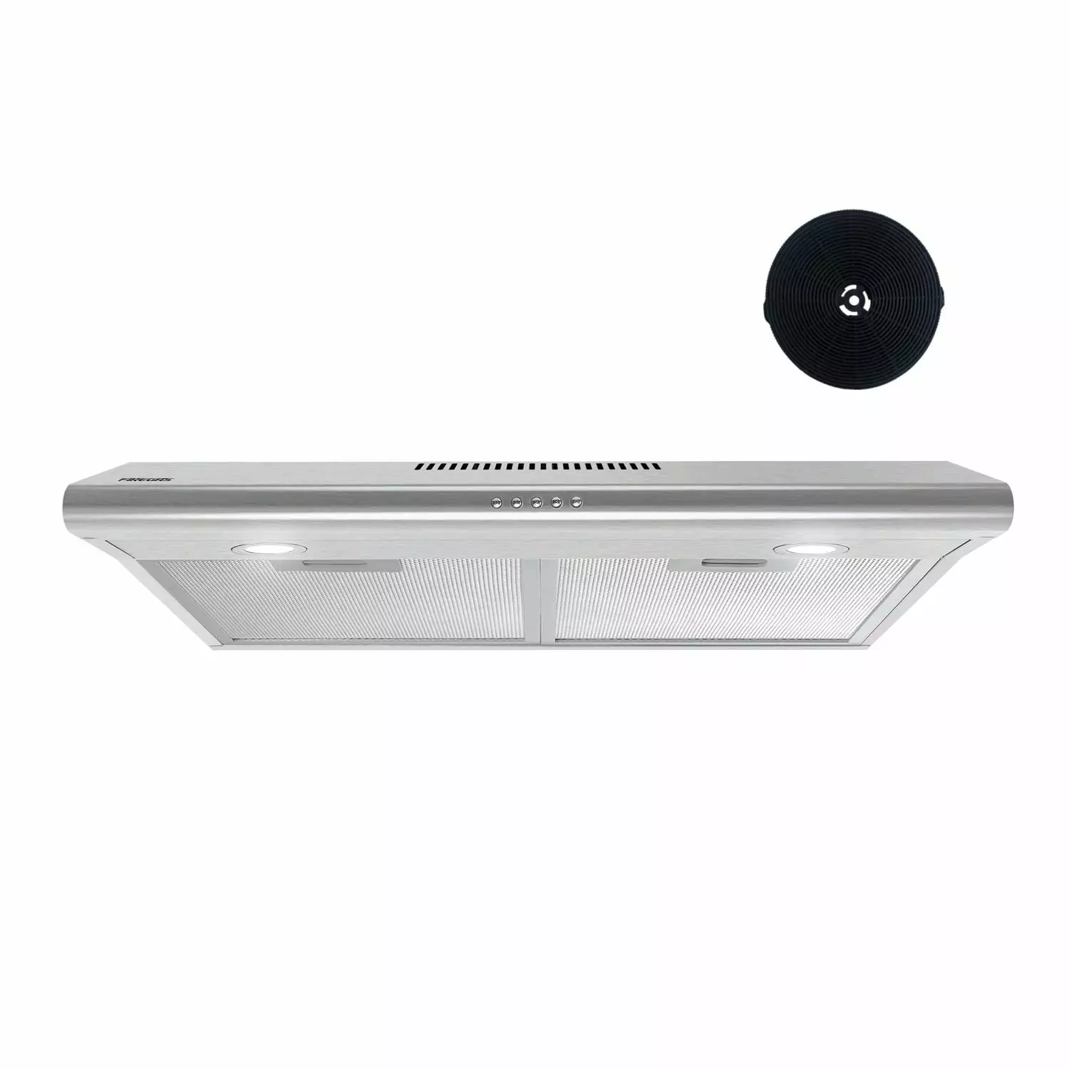 FIREGAS 30 inch Under Cabinet Range Hood with Ducted / Ductless Convertible Slim Kitchen over Stove Vent. 3 Speed Exhaust Fan. Reusable Filter. LED Lights in Stainless Steel