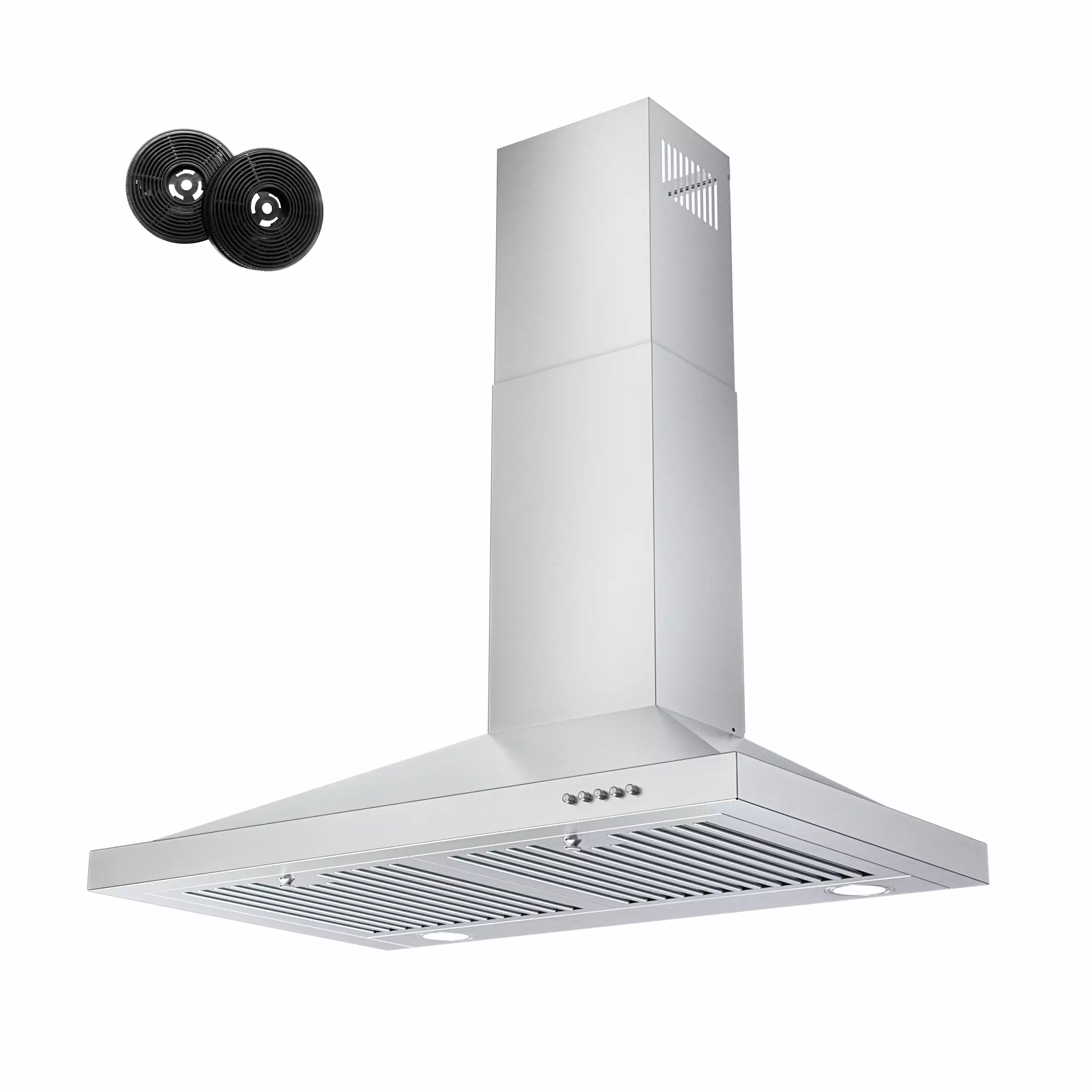 FIREGAS Wall Mount Range Hood 30 inch Stainless Steel Hood Fan for Kitchen.400 CFM with Ducted Convertible Ductless Kitchen Hood in Stainless Steel. LED Lights.3 Speed Exhaust Fan