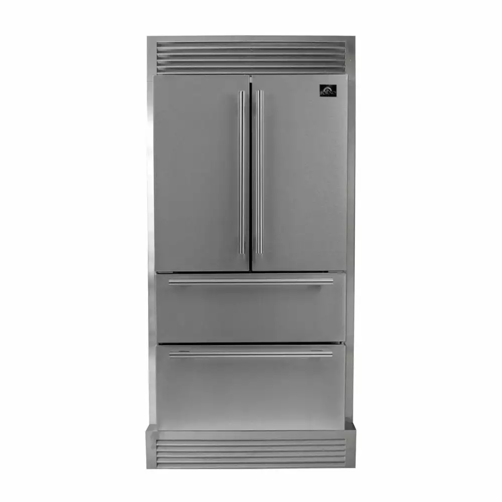 FORNO Moena 36 French Door 19.2 Cu.Ft. Stainless Steel Refrigerator with Grill Trim