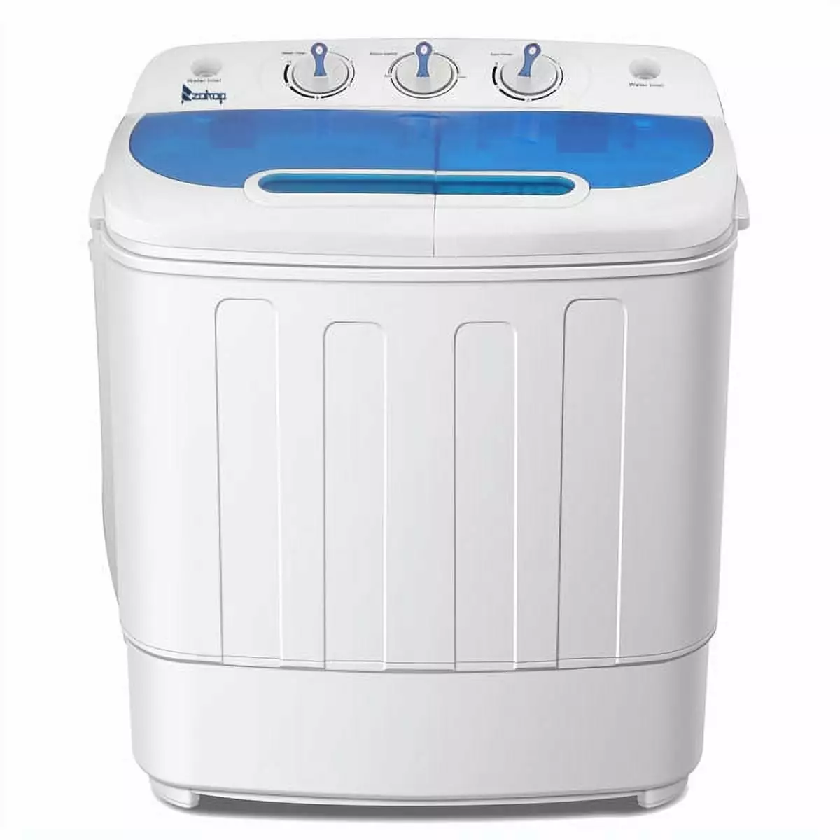 Fithood Compact Twin Tub with Built-in Drain Pump XPB46-RS4 13Lbs Semi-automatic Twin Tube Washing Machine US Standard White & Blue