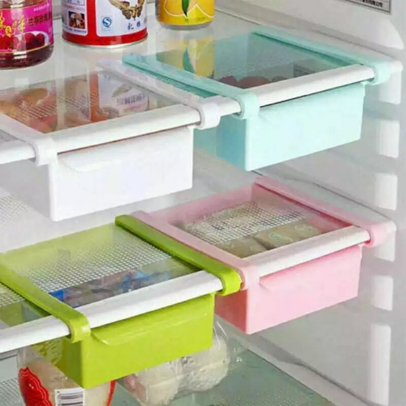 Fridge Freezer Slide Space Saver Organizer Kitchen Storage Rack Shelf Holder