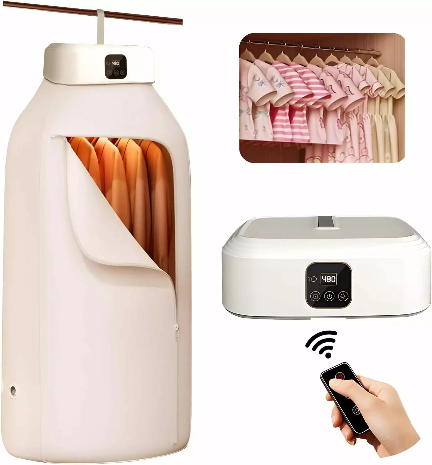 G??PEH Portable Clothes Dryer. Small Dryer with Remote Control. Compact Foldable Travel Clothes Dryer with Dry Bag for RV. Travel. Home