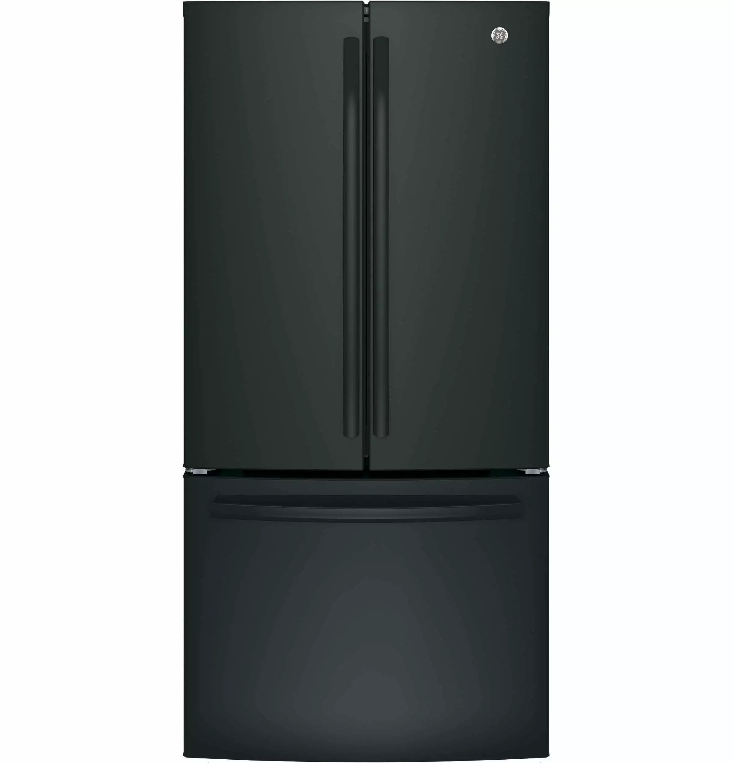 GE Appliances GNE25JGKBB 33 Inch French Door Refrigerator Black