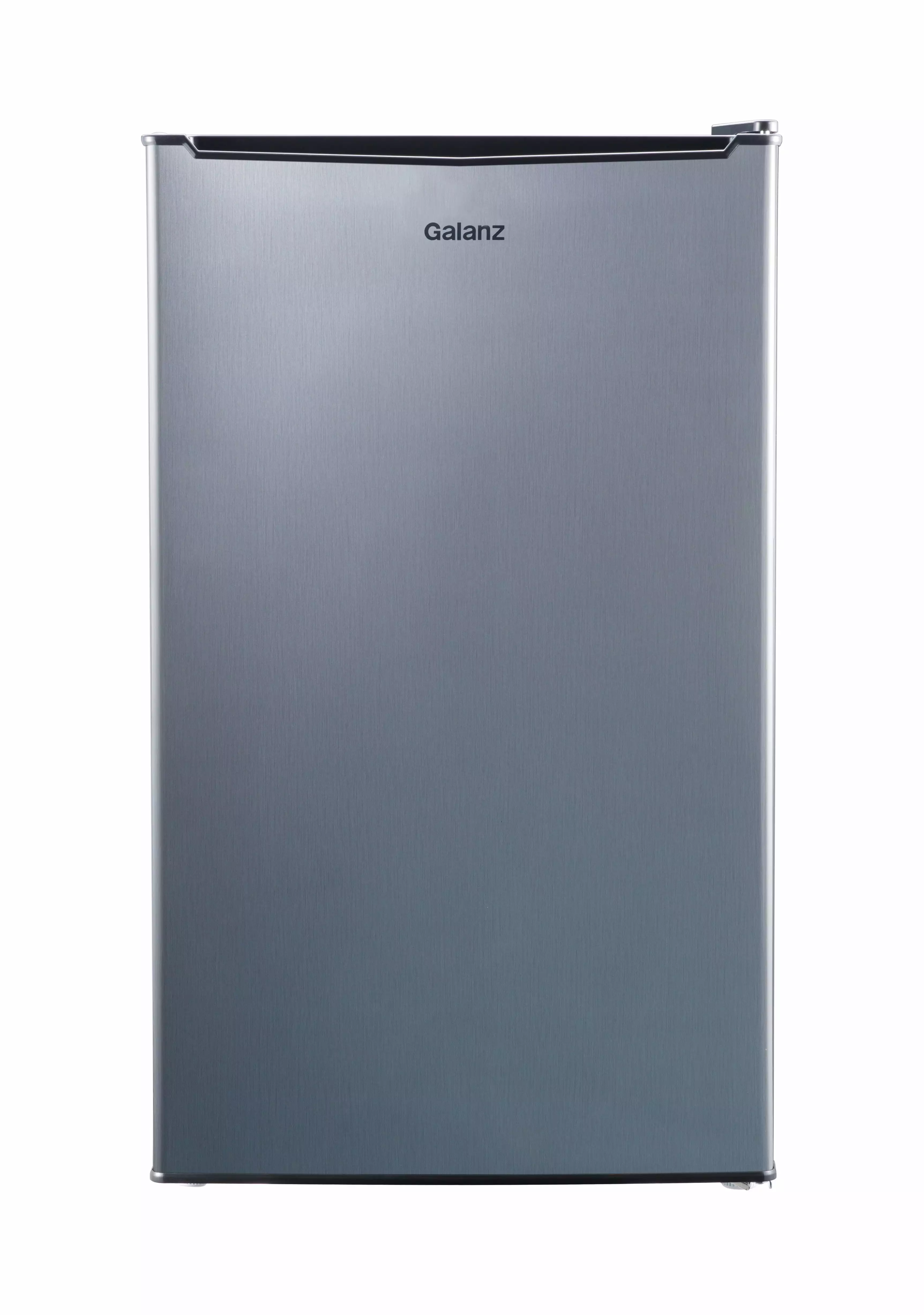 Galanz 3.3 Cu ft One Door Mini Fridge. Estar. Stainless Steel Look. New