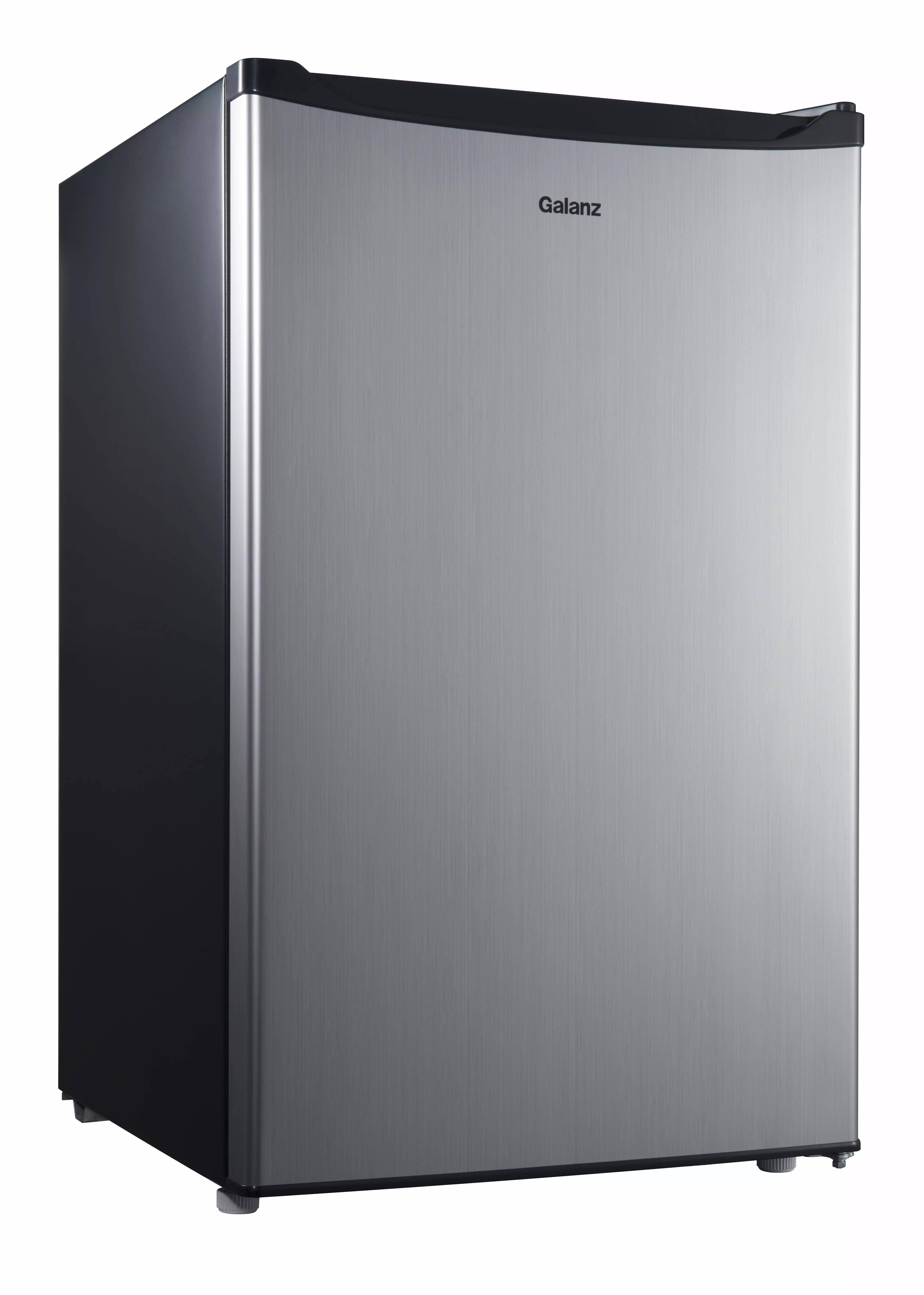 Galanz 4.3 Cu ft Single Door Mini Fridge. Stainless Steel Look. New. Width 19.12