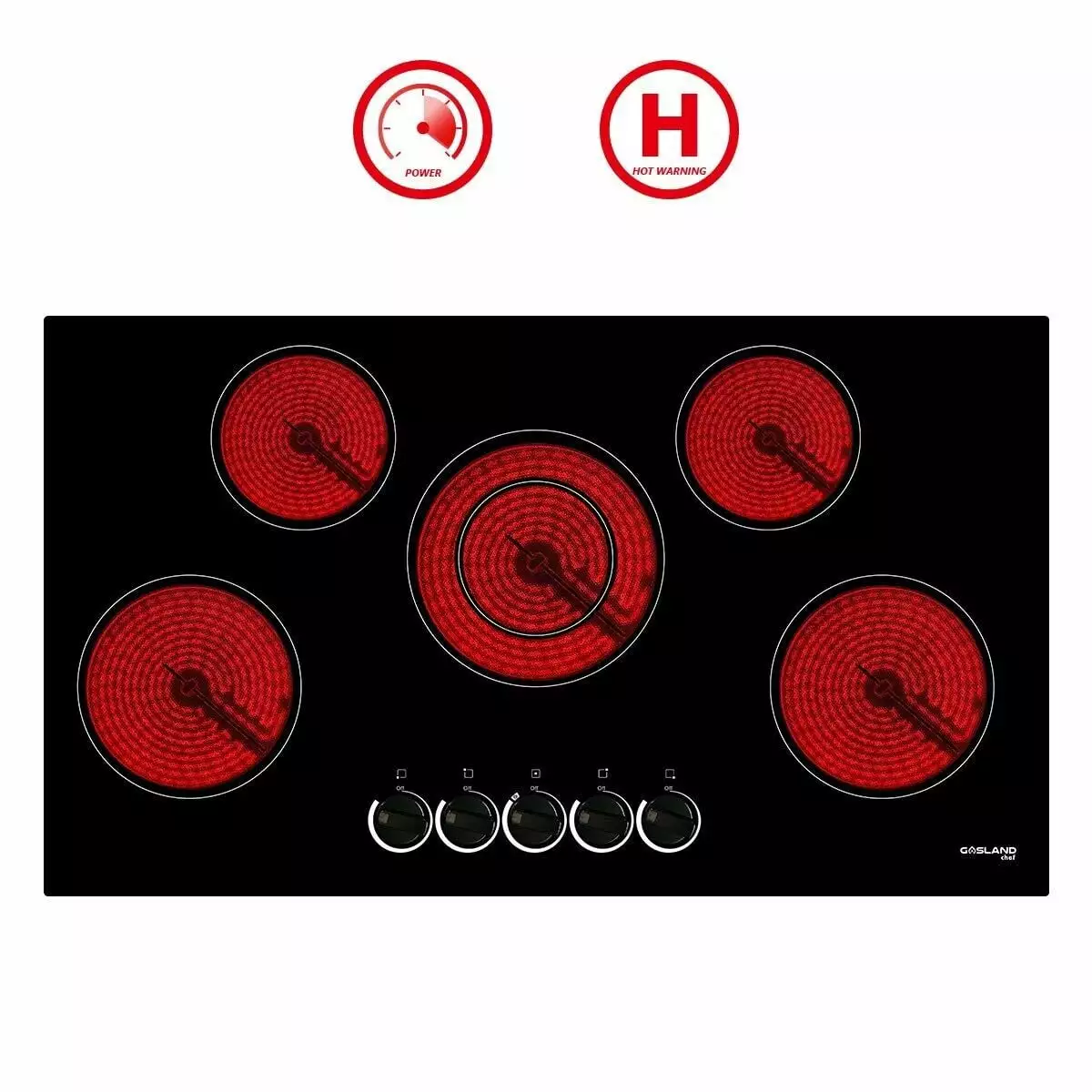 Gasland Chef 36Built-in Radiant Electric Cooktop with 5 Burners. Electric Ceramic Cooktop Knob Control. 240V