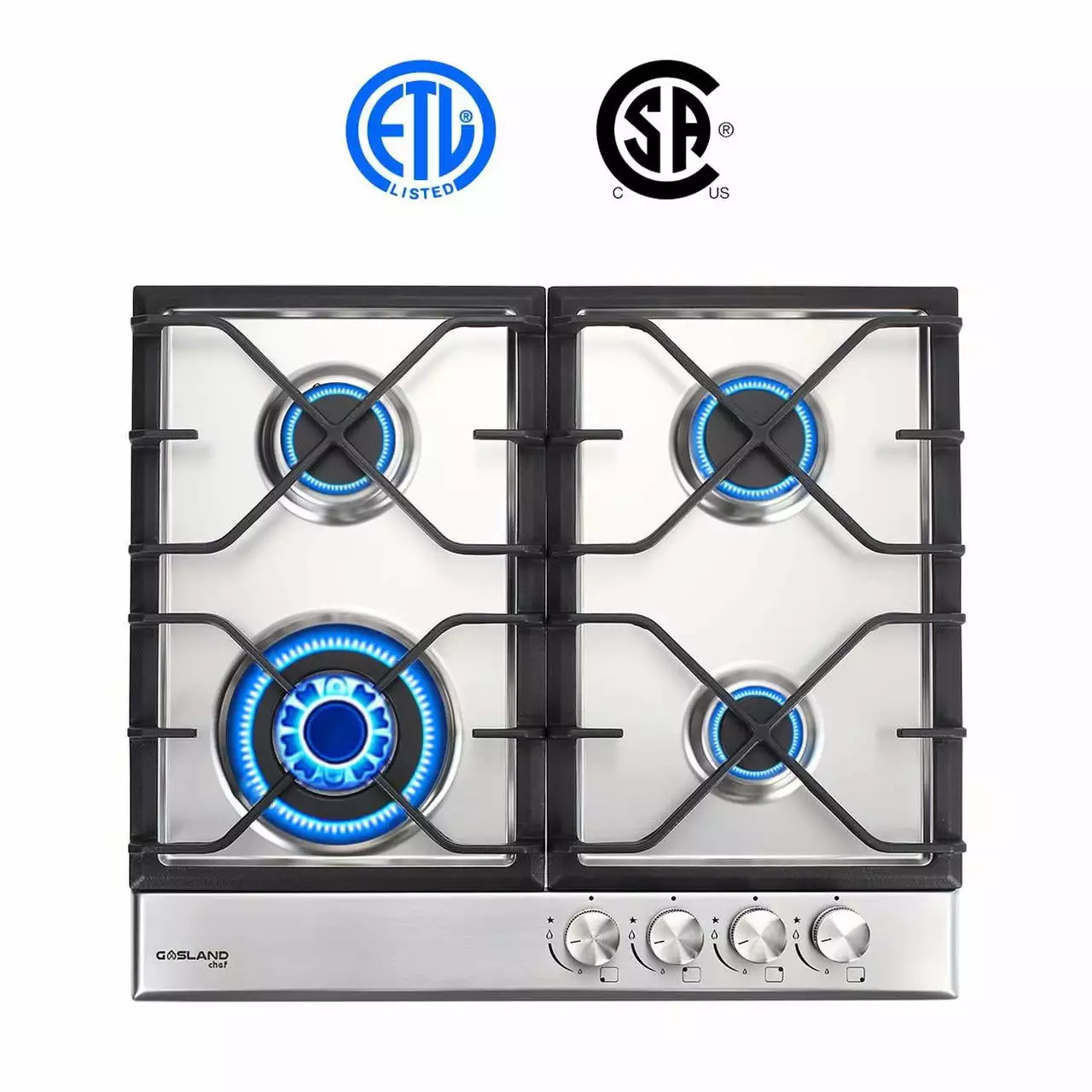 Gasland Chef GH60SF 24 4 Burner Built-in Gas Stove Top.NG/LPG Convertible Cooktops.Stainless Steel