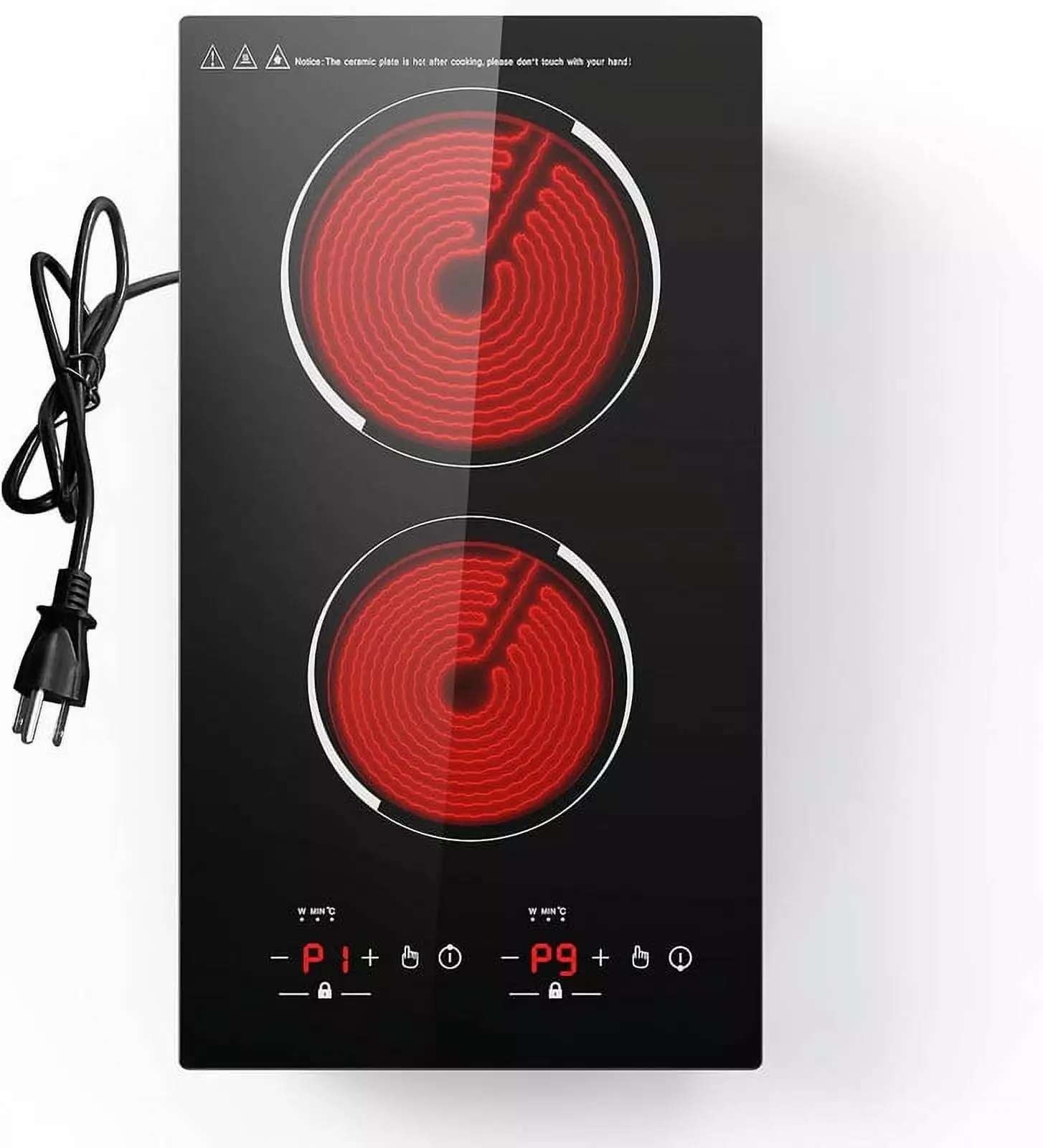 Generic Electric Cooktop. 2 Burner Electric Cooktop 110v. 12 Inch Infrared Cooktop Countertop. Built-in Electric Stove Top.Electric Stove Timer Over-Temperature Protection