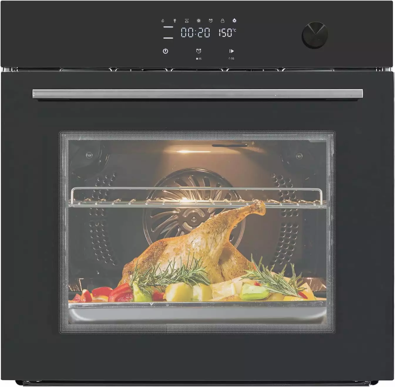 HELLONE 24 Single Wall Oven. Built-in Electric Ovens with 11 Cooking Modes. 3000W. 240V. 2.5 CF Convection Built-in Oven. Stainless Steel. Touch Control. Timer. Safety Lock