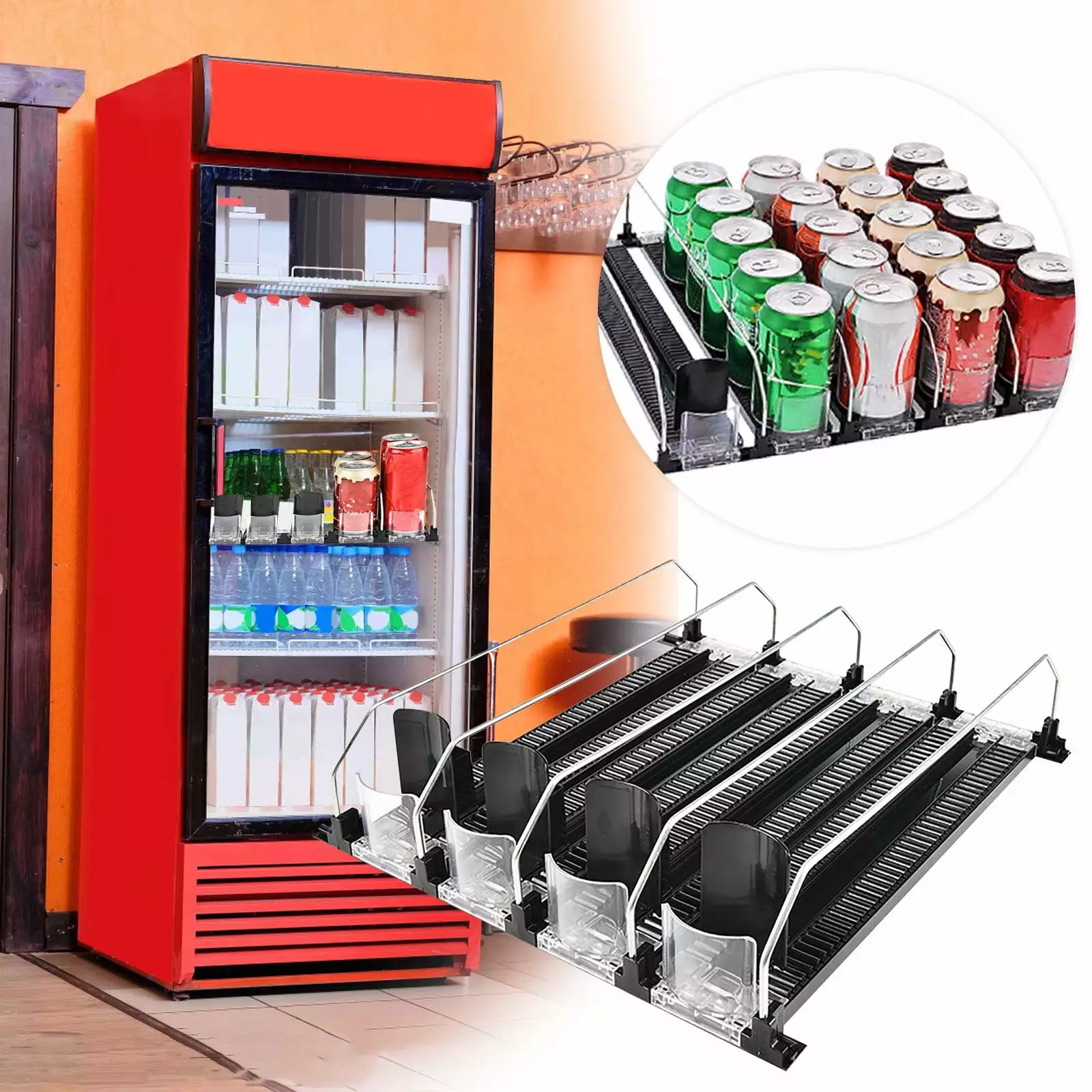 Herrnalise 12.2 x 3 SupermarketRefrigerator Shelf Automatic Pusher. 1 Pack. Beverage Shelf Glide Fridge Soda Bottle Can Organizer