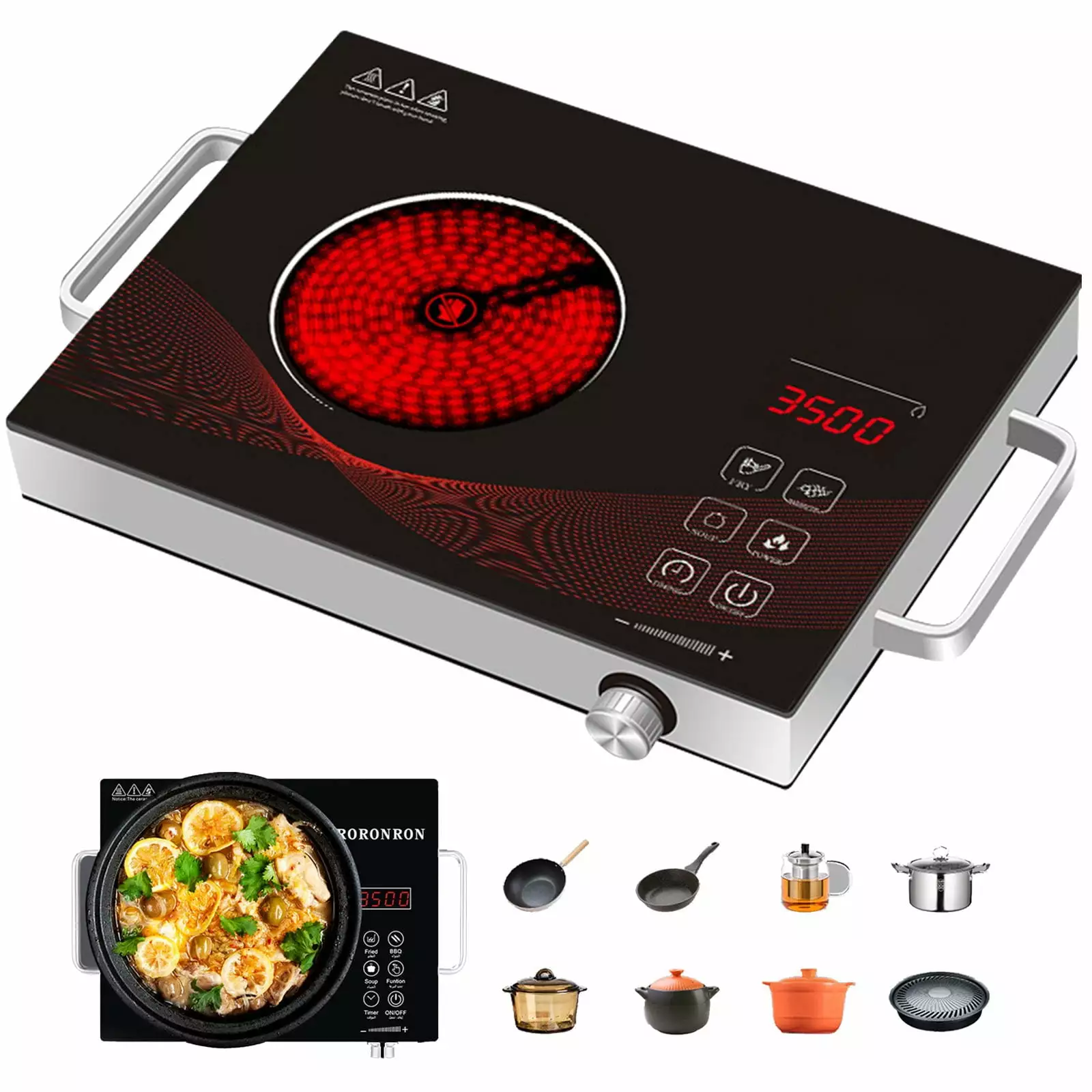 Hinzonek 3500W Hot Plate Electric Ceramic Stove Infrared Induction Cooker Home Cooktop Cooking Furnace US 110V