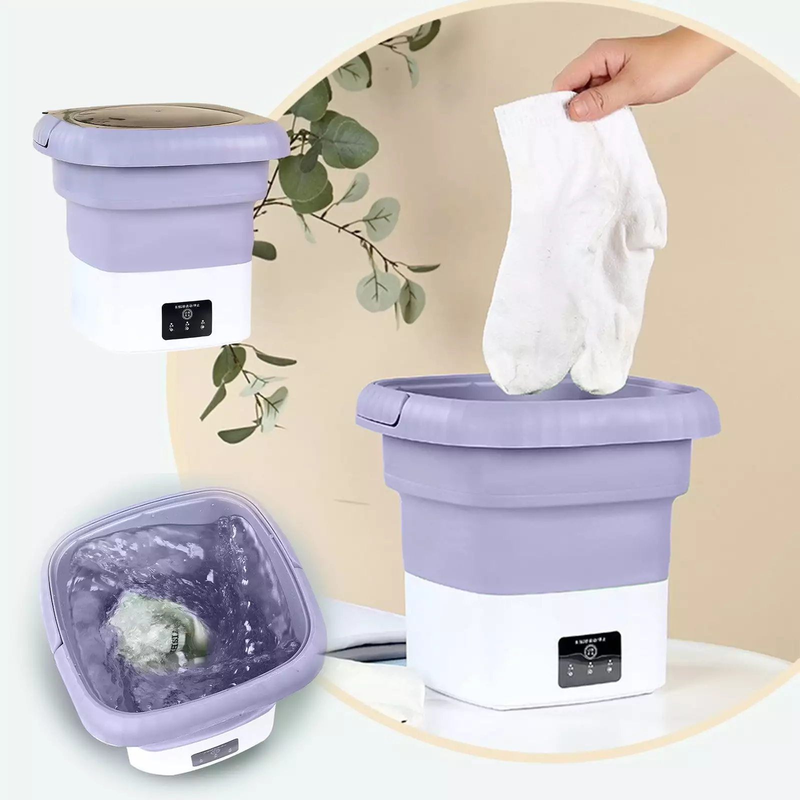 Home&Kitchen Supplies of Clearance.Portable Washing Machine Foldable Mini Washing Machine Small Washing Machine for Underwear Baby Clothes Suitable for Apartments Dormitories Camping Travel