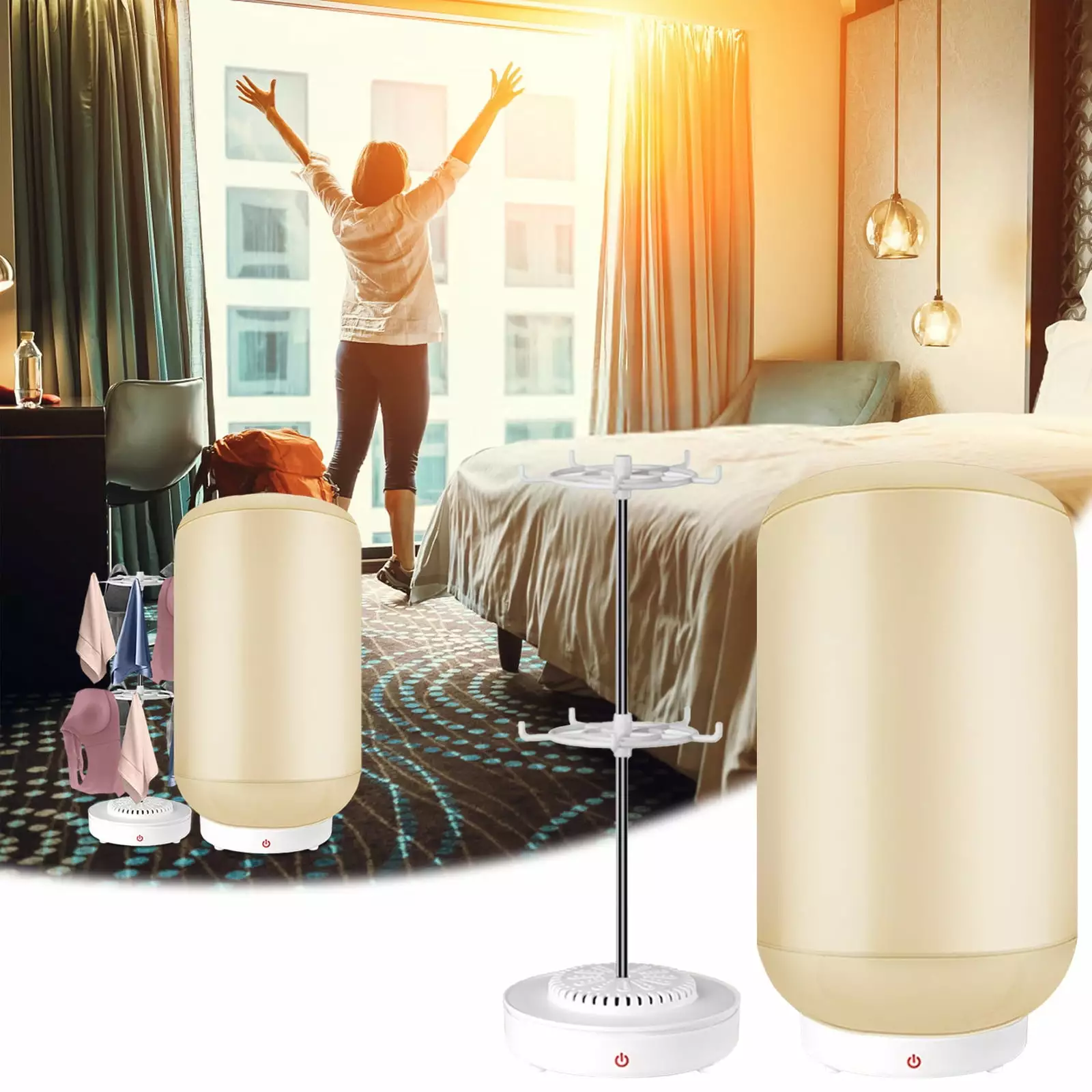 Ikohbadg Portable Mini Dryer for Clothes - Perfect for Apartments. Travel. Dorms. and RVs - Includes Timer and PTC Heating - Comes with Dryer Bag and Hanger