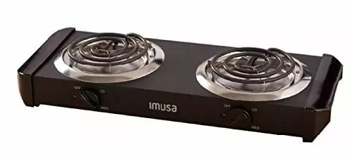 Imusa Electric Portable Double Burner with Power Indicator Light