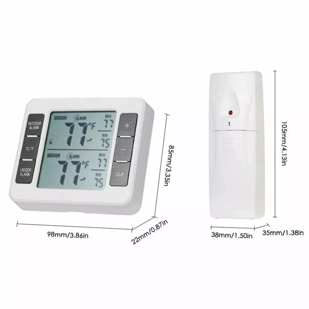 Indoor Outdoor Wireless Digital Freezer Alarm Thermometer Fridge Home 1-2 Sensor