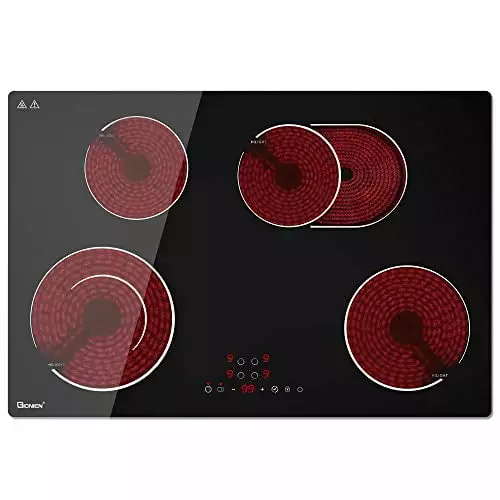 Induction Cooktop. 30 inch Drop-in Ceramic Stove Countertop GIONIEN 4 Burners Electric Hob Flexible Ring. 7200W Built in Electric Cooktop With Touch Control.GTM724T