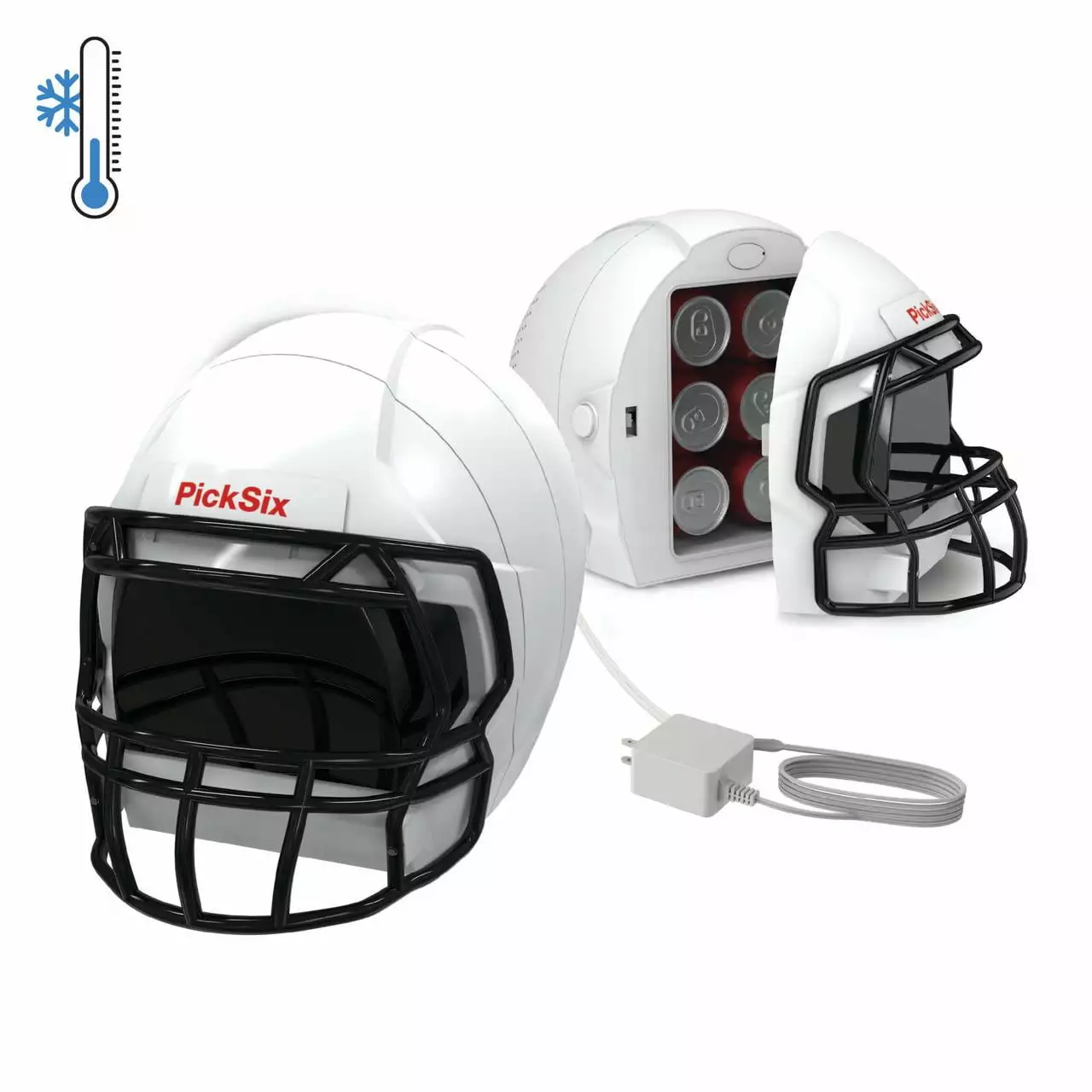 Ionchill PickSix Game Beverage Cooler. New Standard Door Portable Football Helmet Mini Fridge. 13.75in