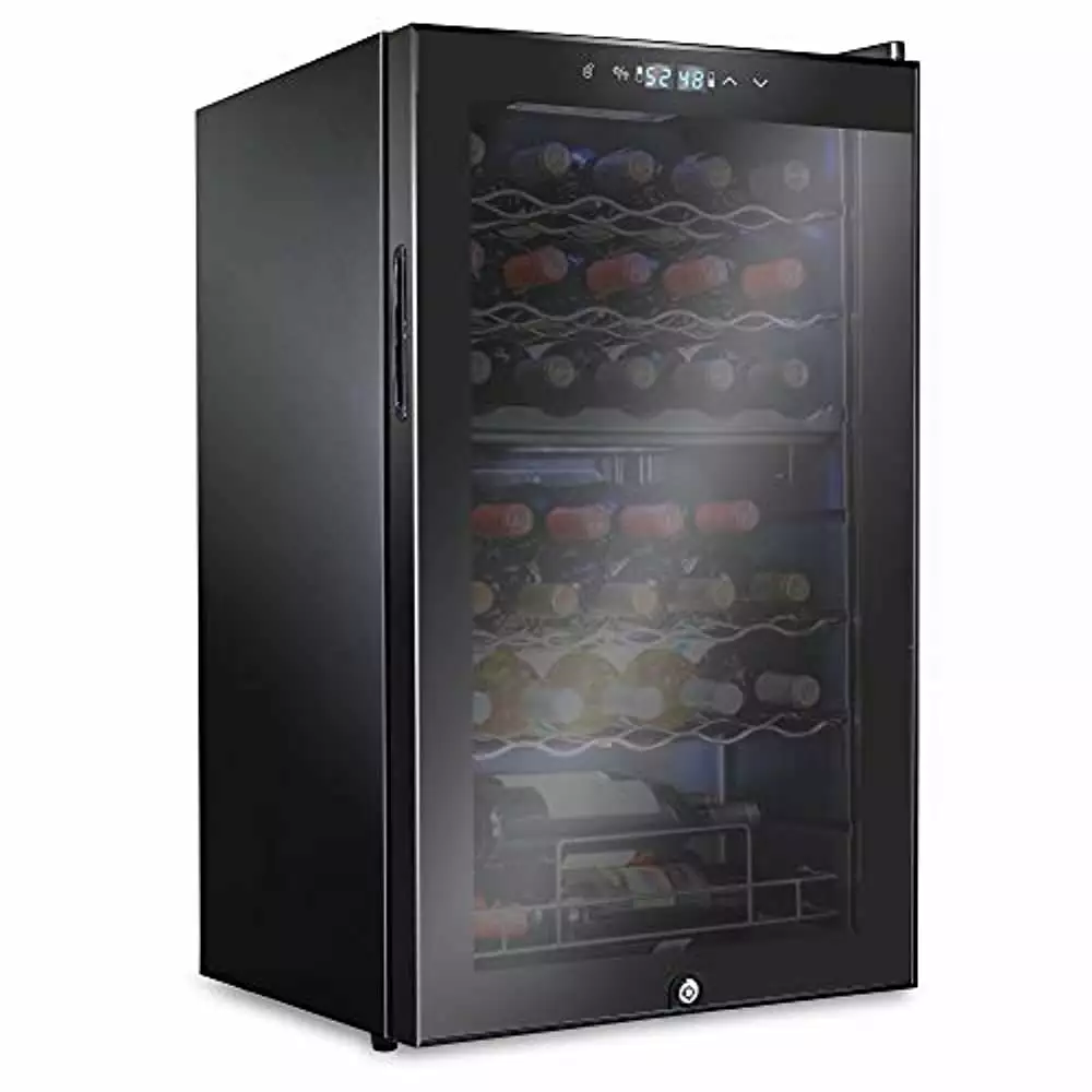 Ivation. 33 Bottle. Dual Zone Compressor 1 Door Wine Refrigerator W/ Lock. Black