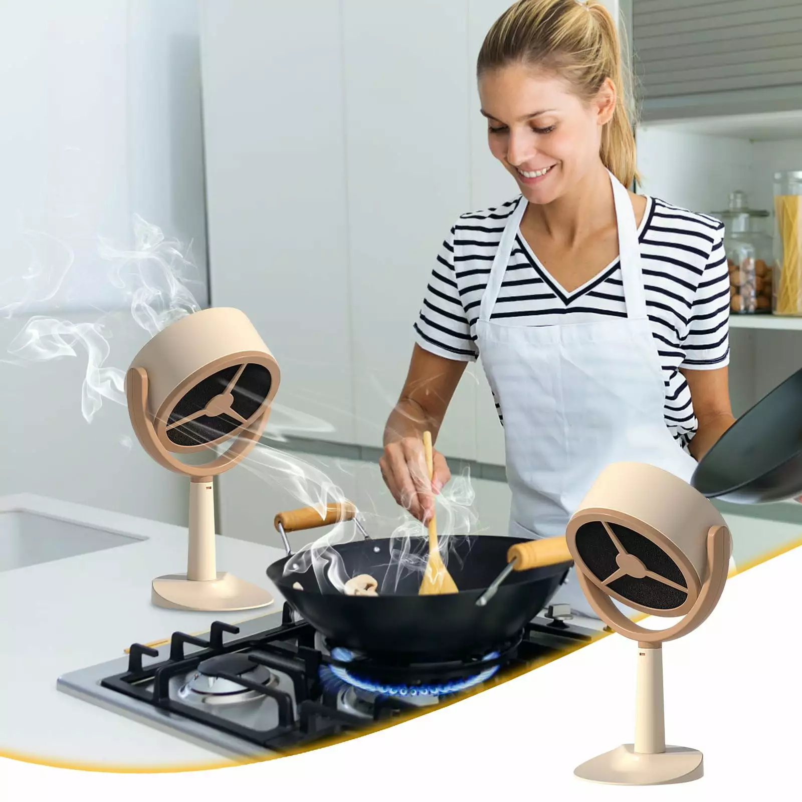 JGJJUGN Small Desktop Range Hood - Compact and Convenient. Ideal for Limited Spaces; Features Adsorption Technology and Rechargeable Capability for Efficient Cooking Ventilation