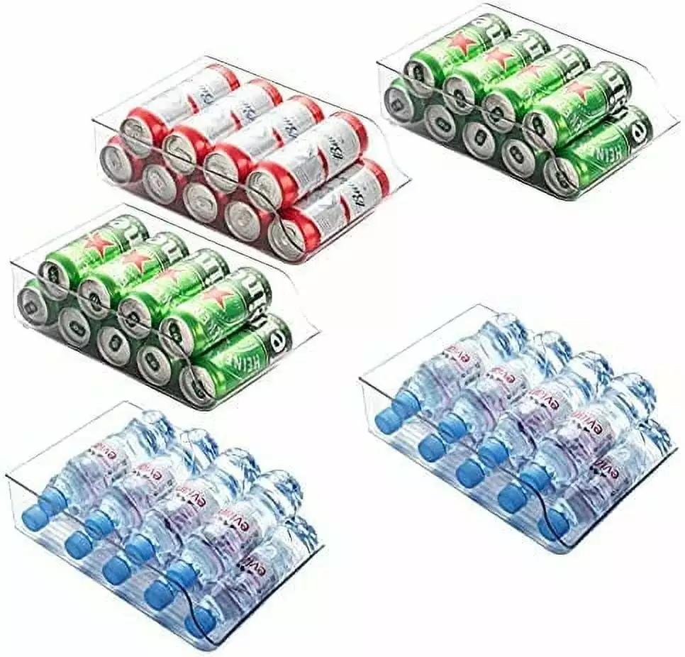 Jinamart Water Bottle Stackable Storage Organizer and Fridge Bin - Set of 5