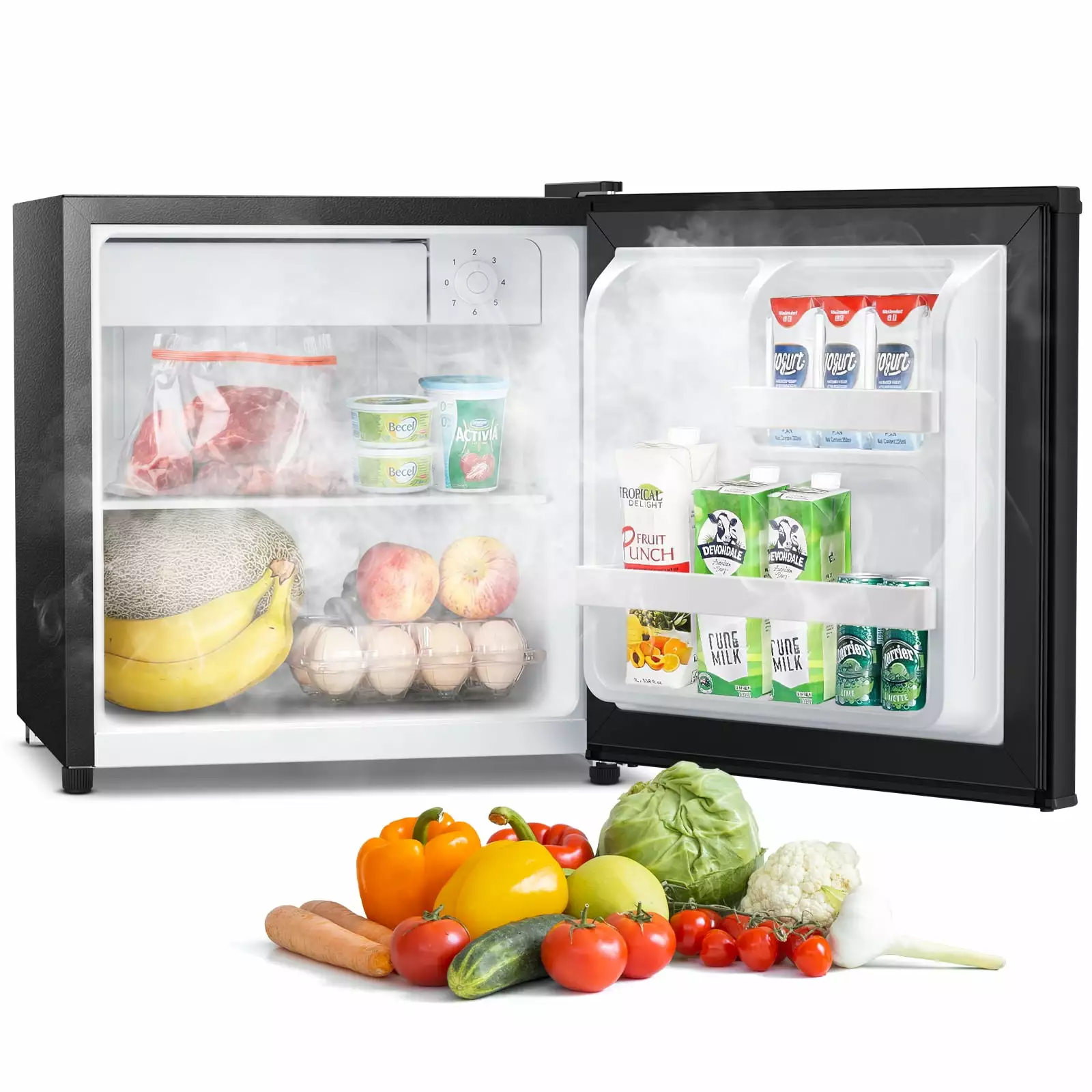 KISSAIR 1.7 Cu.ft. Single Door Refrigerator with Internal Freezer. Black