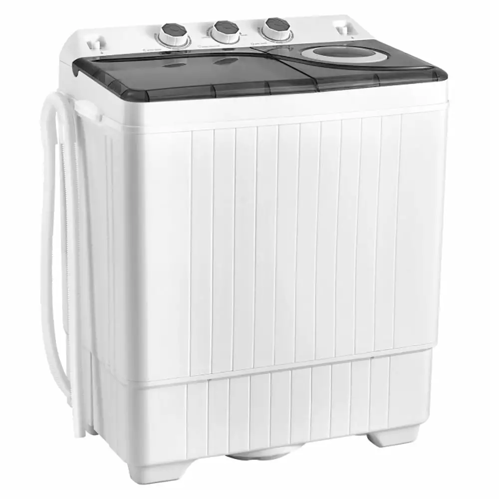 Kadyn Washing Machine. Washer.Washer Machine. 26 LBS Twin Tub Portable Washing Machine with Built-In Drain Pump-Gray