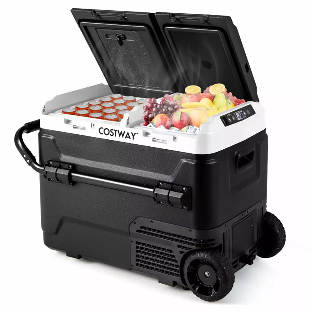 Kepooman Car Refrigerator. Portable Refrigerator. Dual Zone 12V Car Refrigerator for Vehicles Camping Travel Truck RV Boat Outdoor and Home Use-Black