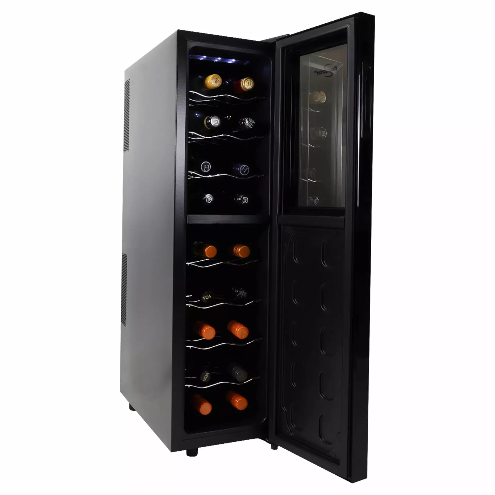 Koolatron 18 Bottle Dual Zone Wine Cooler. Freestanding Wine Cellar. Black Refrigerator