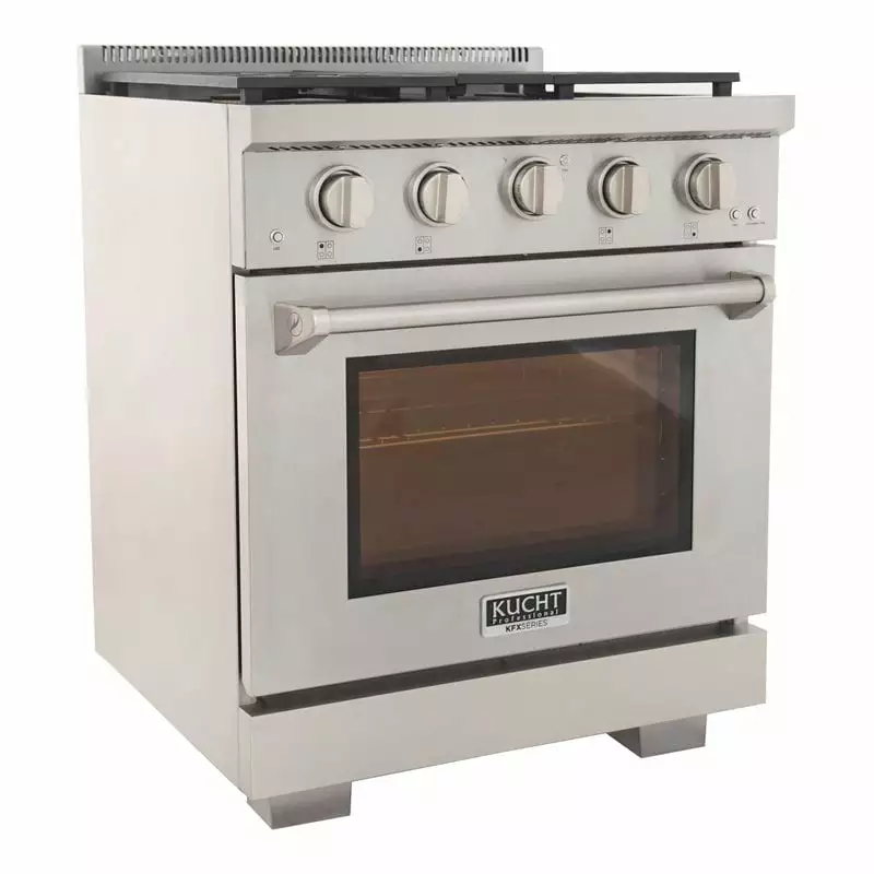 Kucht Professional 30 Stainless Steel Natural Gas Range with Burners in Silver