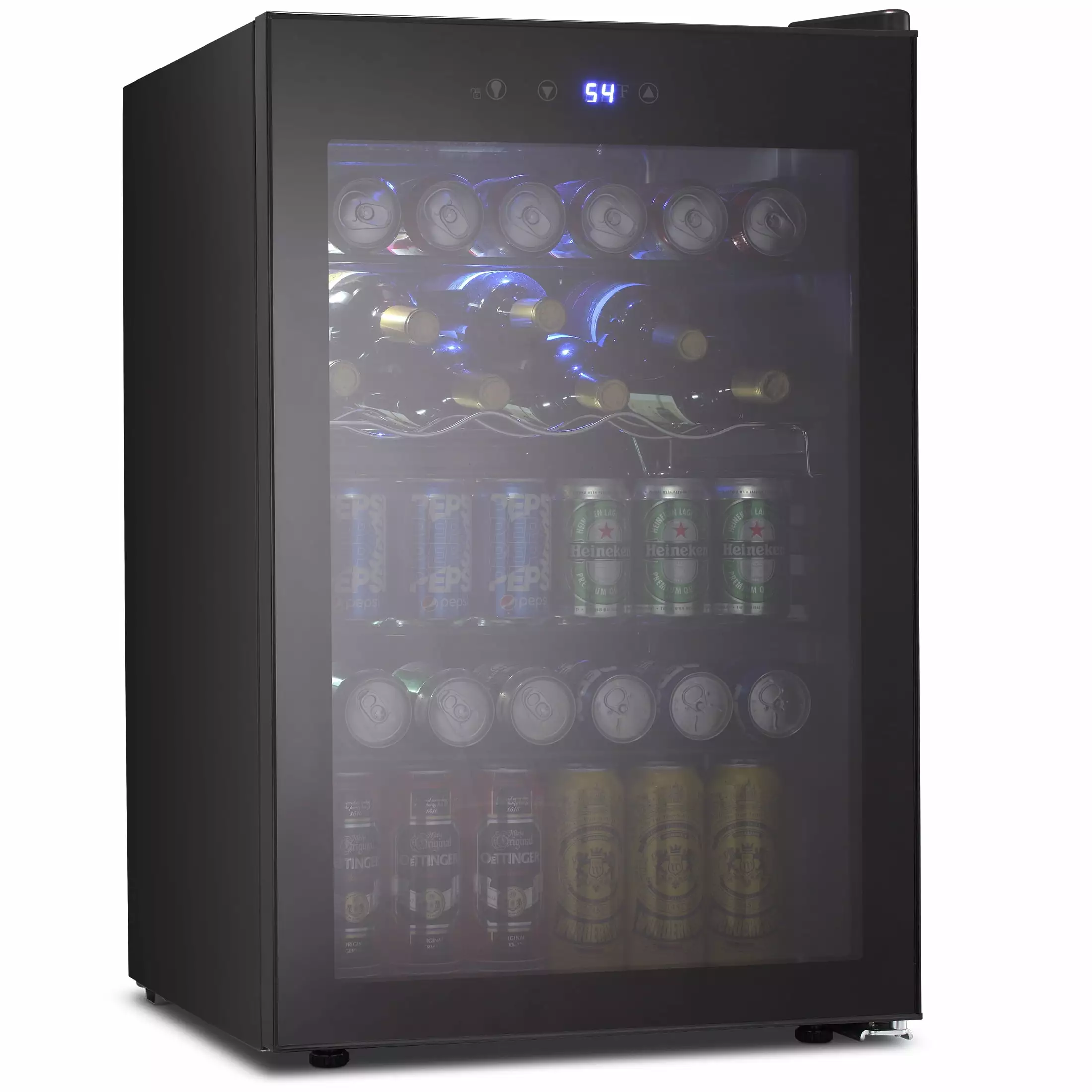 LHRIVER 4.4Cu.ft Beverage Refrigerator Cooler. 37 Bottles Mini Fridge with Glass Door for Soda Beer or Wine. With Adjustable Removable Shelves. Bar/Office/Home