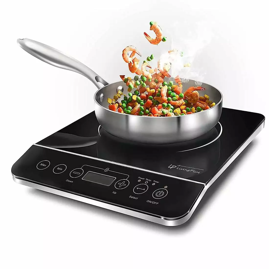 LP Living Plus 1800W Electric Induction Cooktop Countertop Burner. 3 Hour Max Timer Setting. Auto shut off. Child safety lock