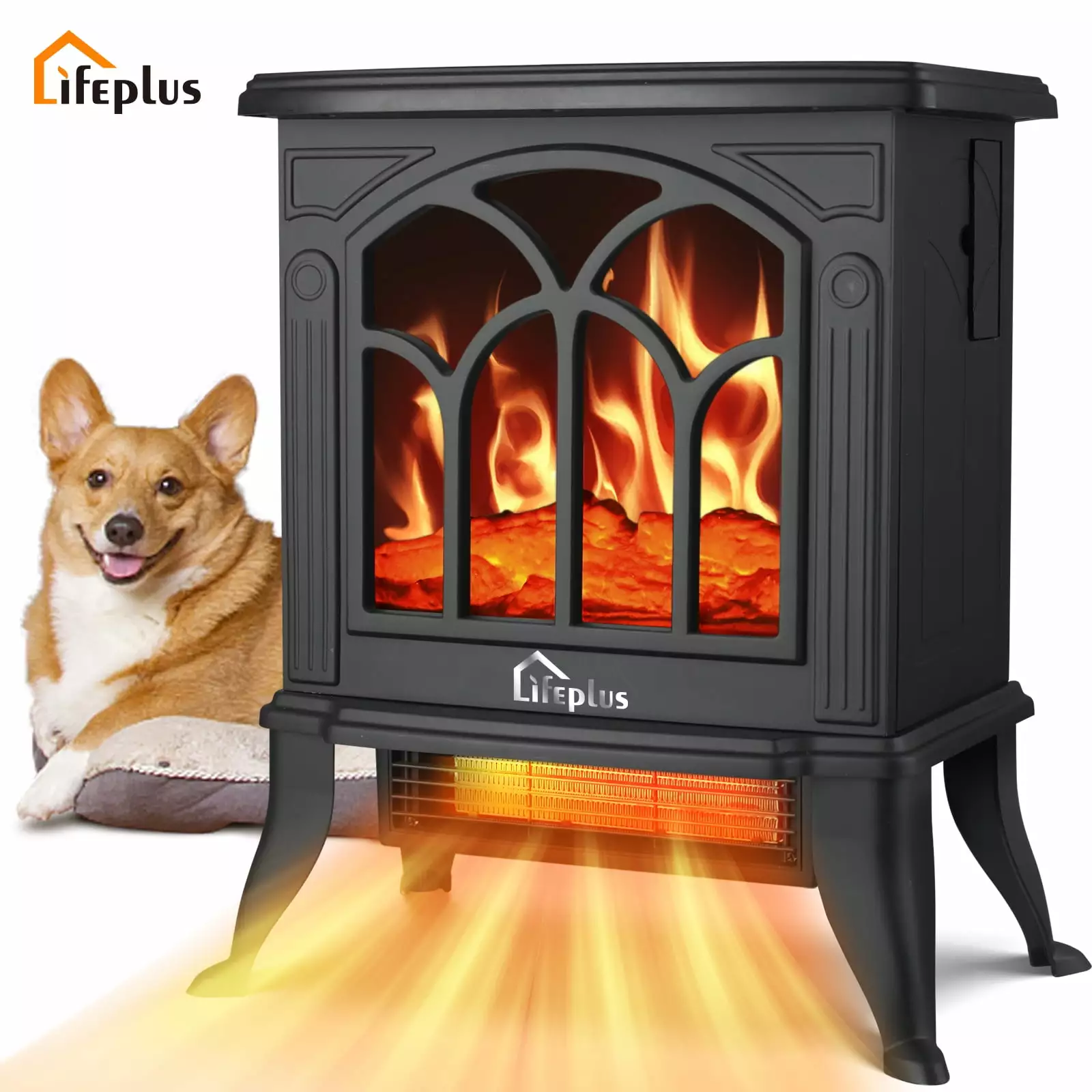 LifePlus Electric Fireplace Heater. Freestanding Fireplace Stove with 3D Realistic Flame for Indoor Home Safe Use. 750W/ 1500W. 17