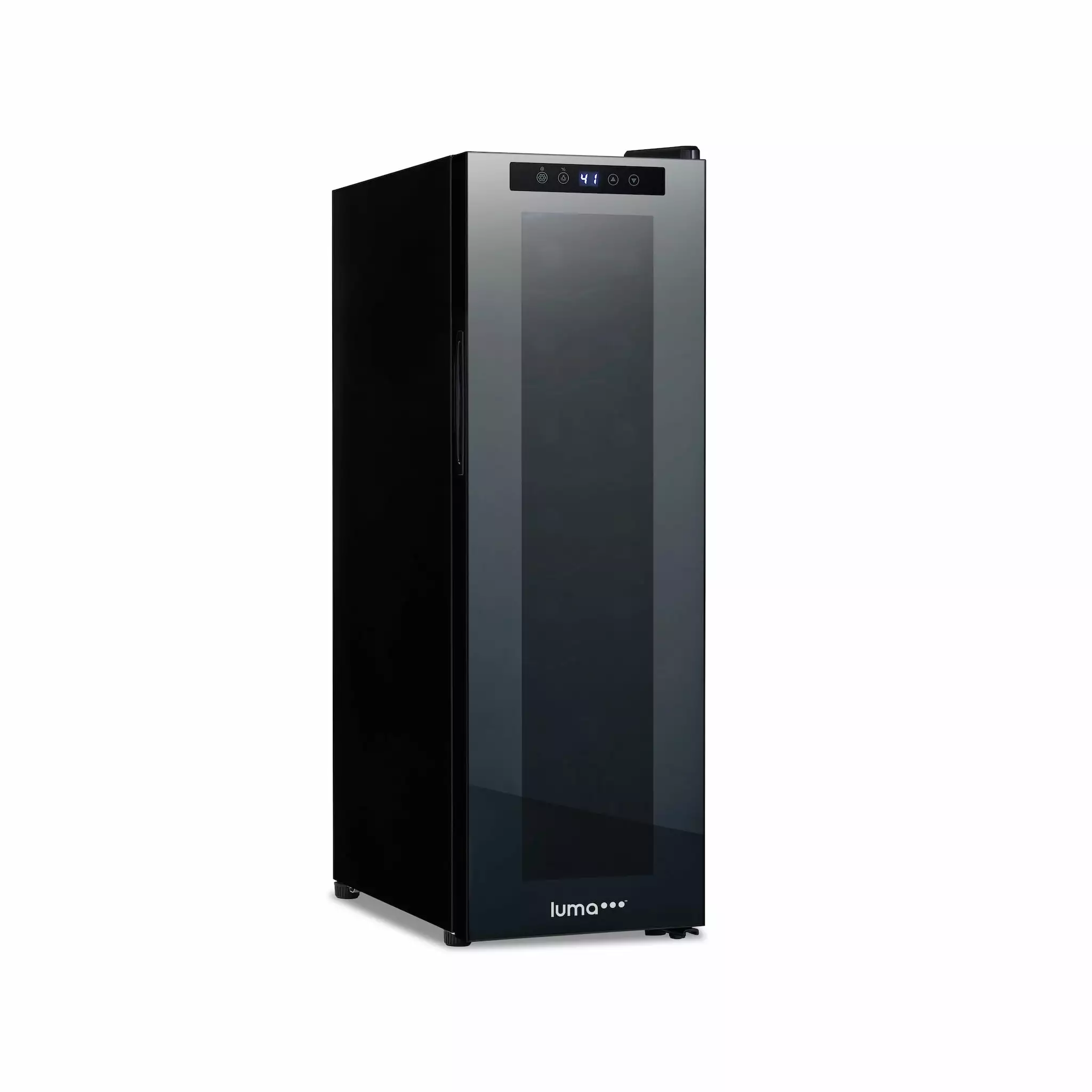 Luma Shadow Series Wine Cooler Refrigerator 12 Bottle. Freestanding Mirrored Wine Fridge with Double-Layer Tempered Glass Door & Compressor Cooling for Reds. Whites. and Sparkling Wine