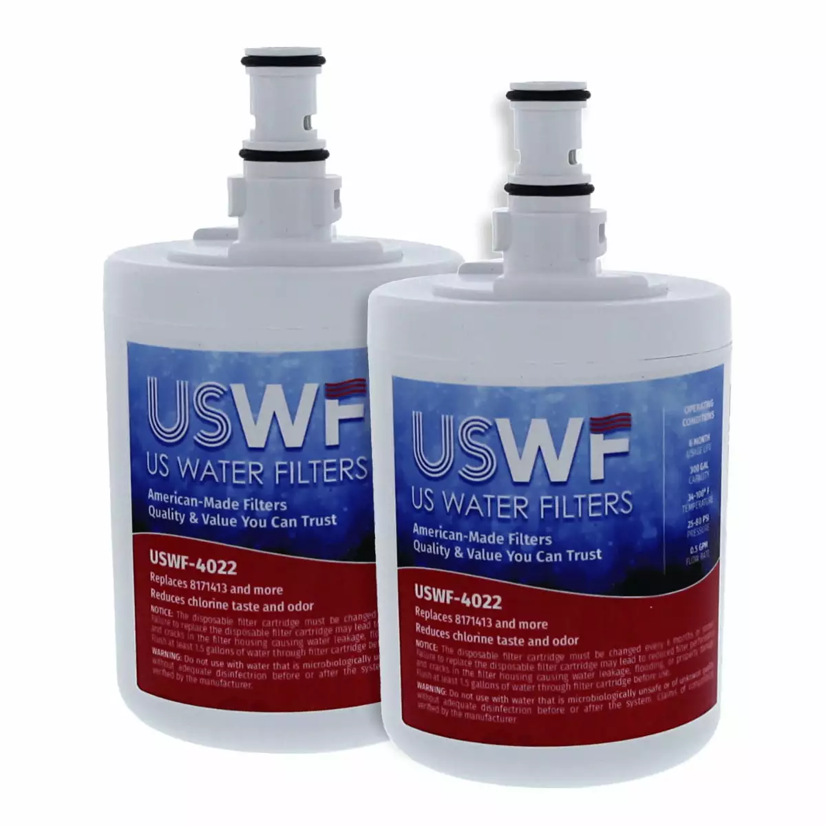 Made in the USA. 8171413 Refrigerator Water Filter 2-pk | Replacement for Whirlpool 8171413. Kenmore 9002. EDR8D1. 469002. 8171414. WF286. WSW-4. WFI-NLC200. USWF Fridge Filter