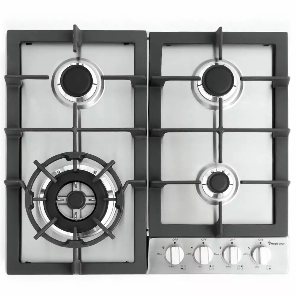 Magic Chef 24 Gas Cooktop with 4 Burners. Stainless Steel