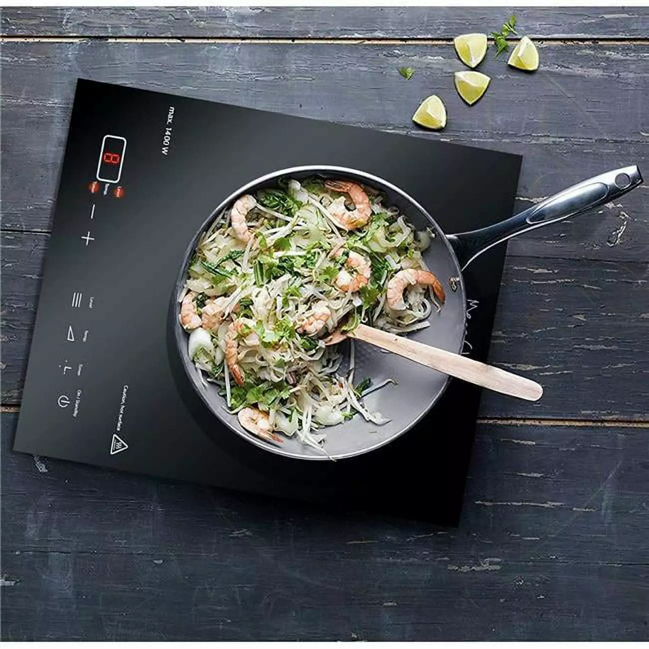 Megachef Portable 1400W Single Induction Cooktop with Digital Control Panel - Black